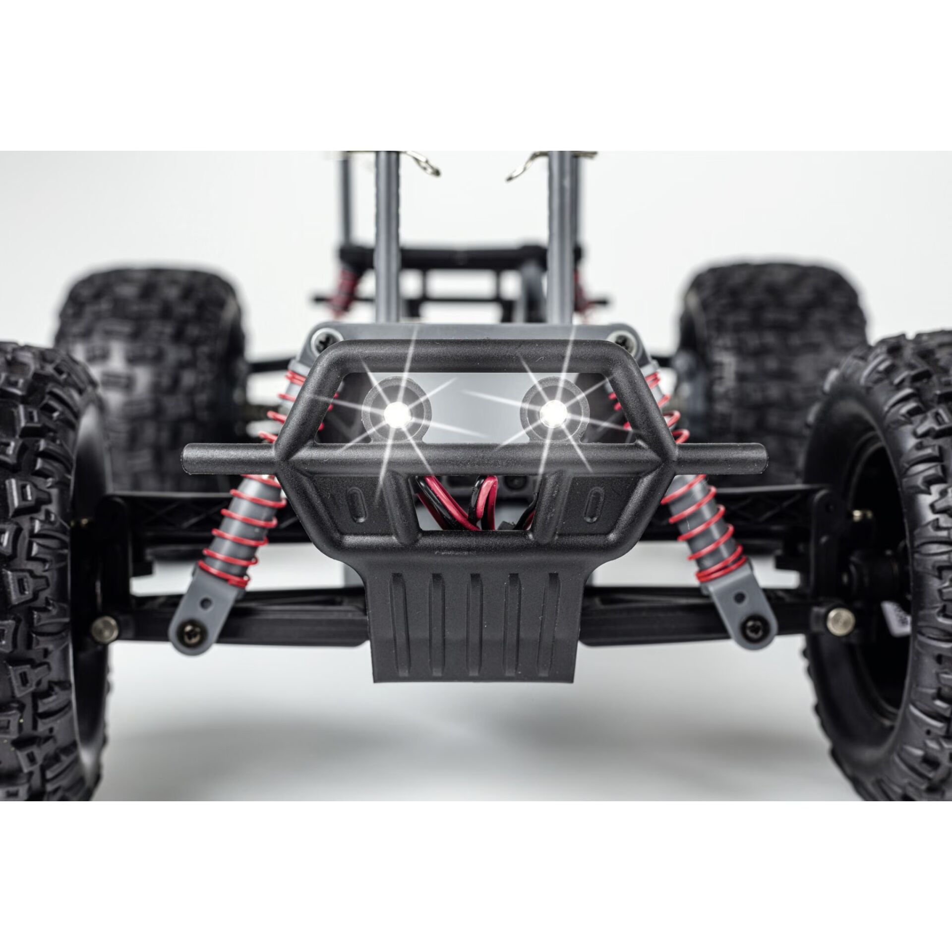 RC Auto, Vorne Stoßstange, LED-Scheinwerfer, Stoßdämpfer, Offroad-Reifen