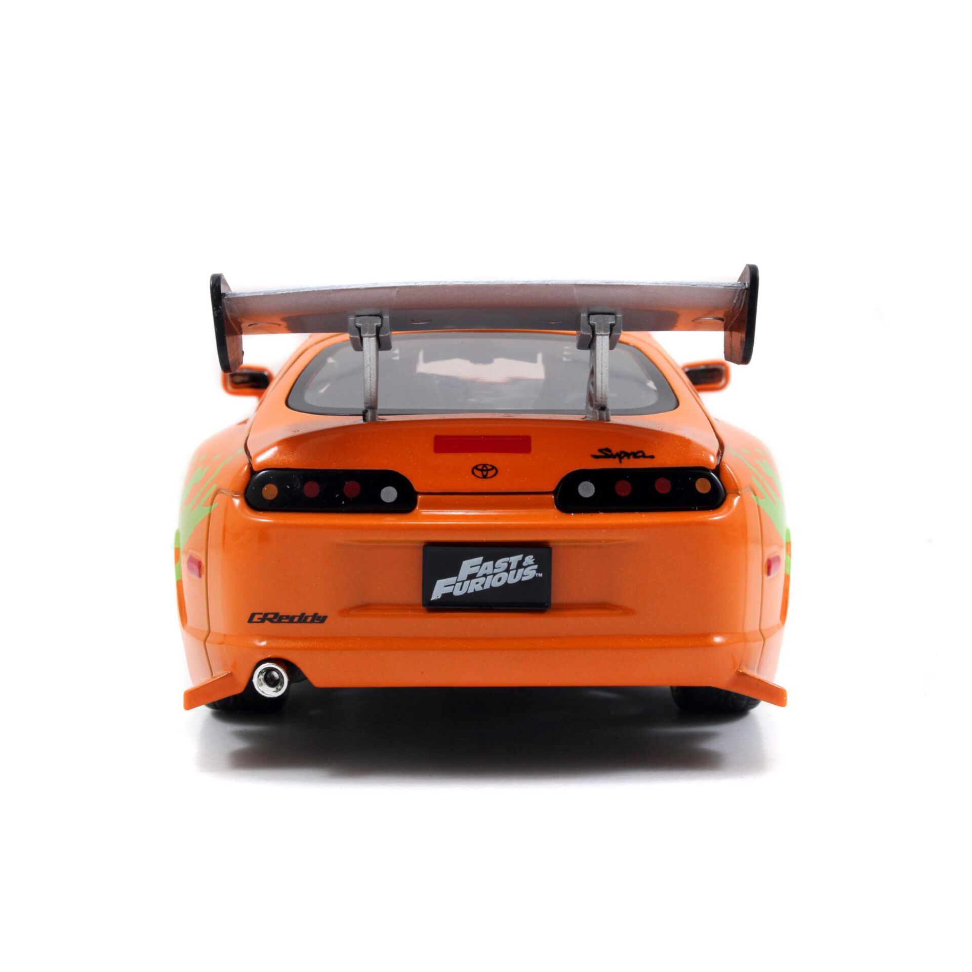 Slot car, Orange car, Racing spoiler, Rückansicht, Fast & Furious