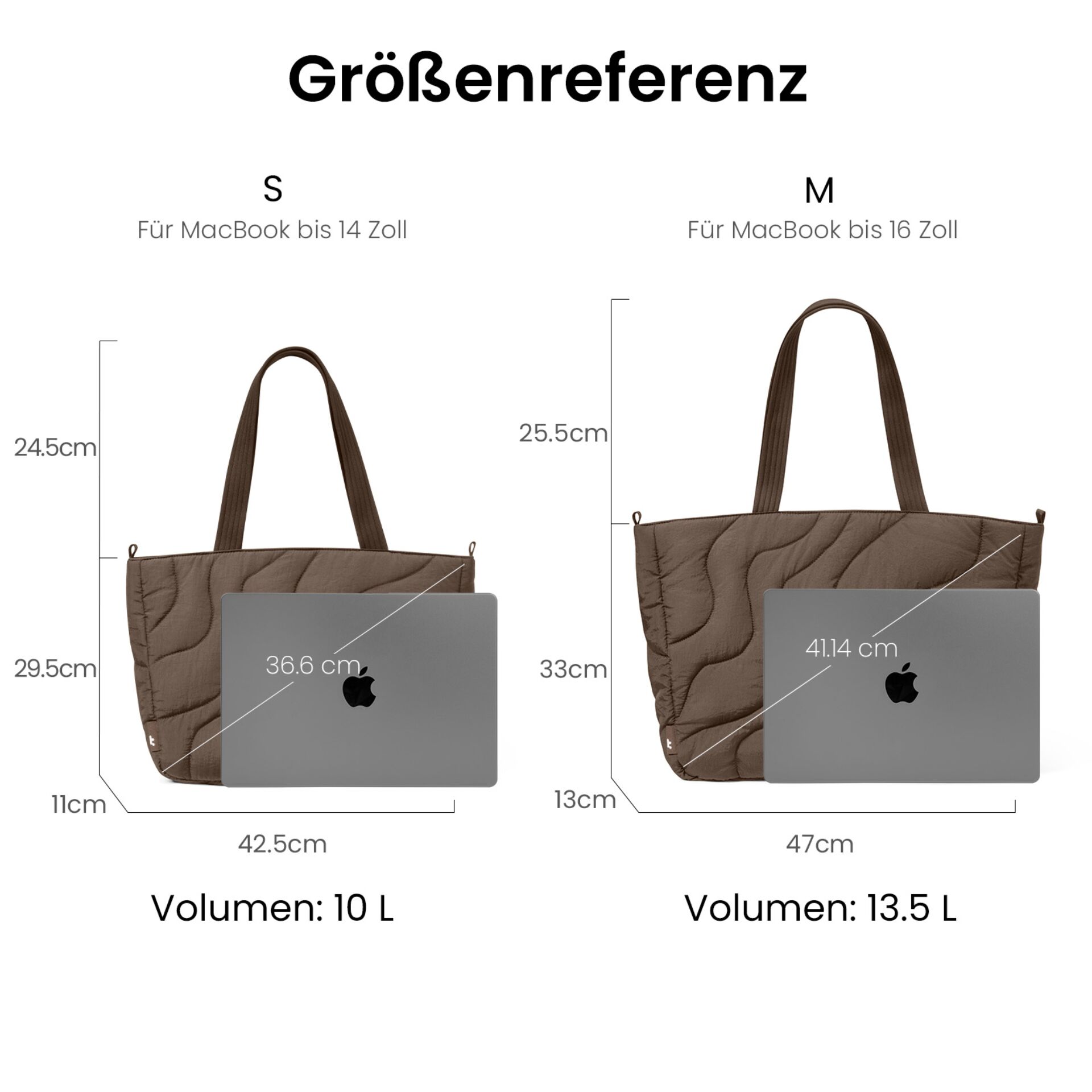 Tasche, Quilted tote, Braun, Tragetasche, Volumen 10 L