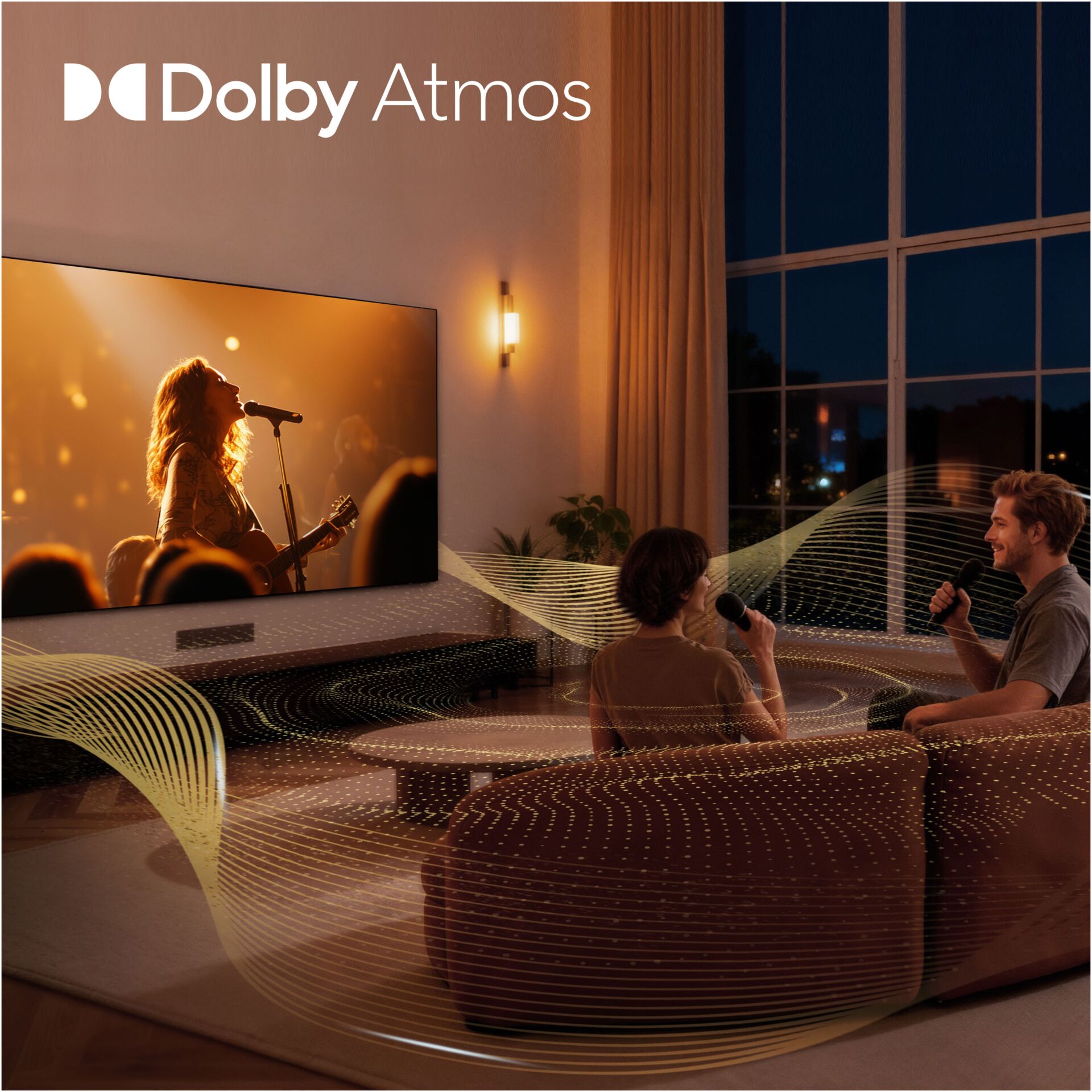 Dolby Atmos, Wohnzimmer TV, Sofa-Set, Heimkino, Nachtbeleuchtung