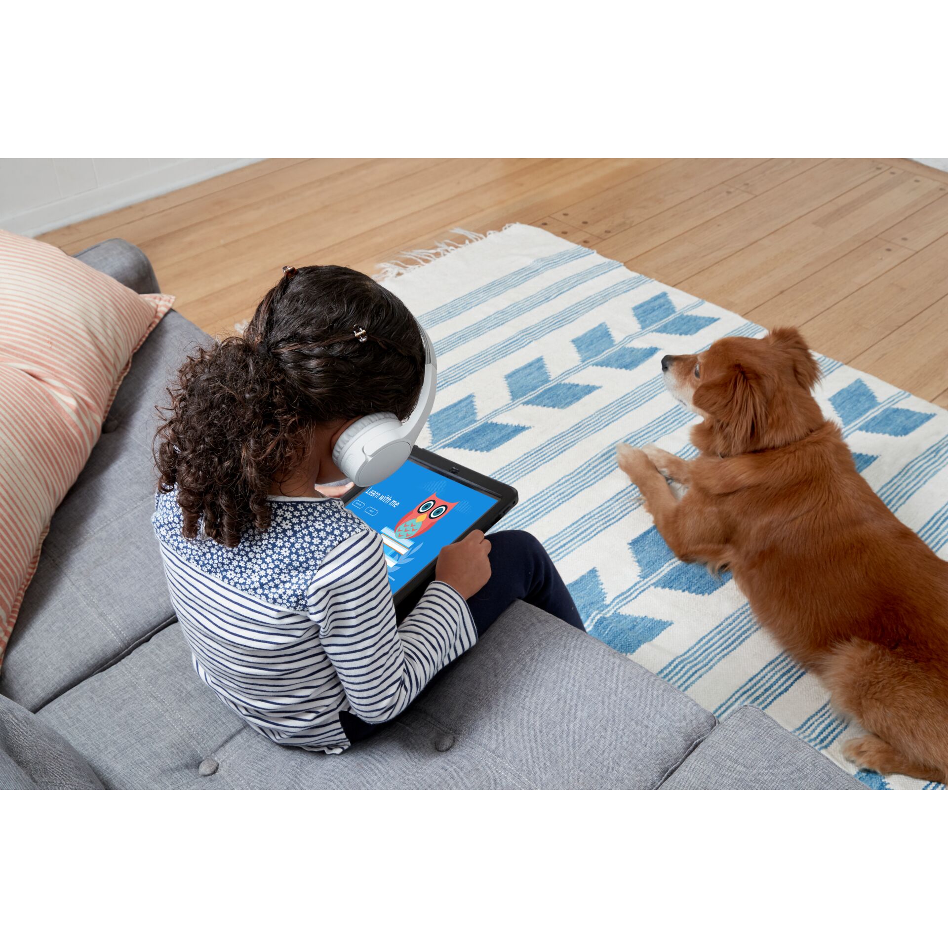 Dekoration für Zuhause, Person, Lesen, Tablet-Computer, Hund