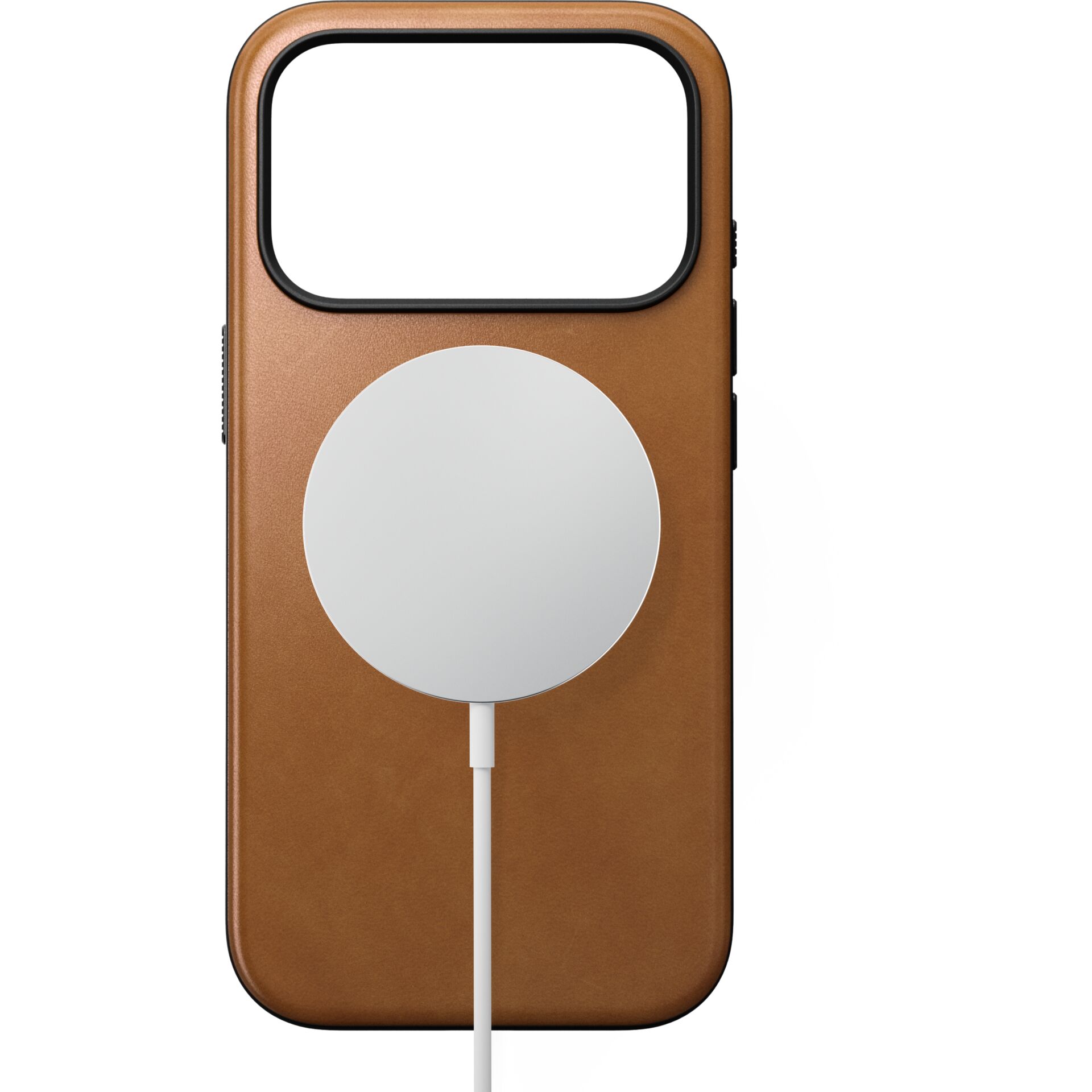 iPhone-Hülle, braune Lederoptik, magnetisches kabelloses Ladegerät, Lade-Puck, Telefonzubehör