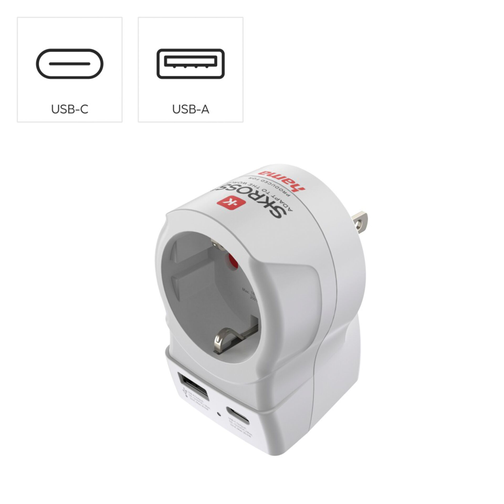 USB-C, USB-A, Adapter, Power Plug, European Socket