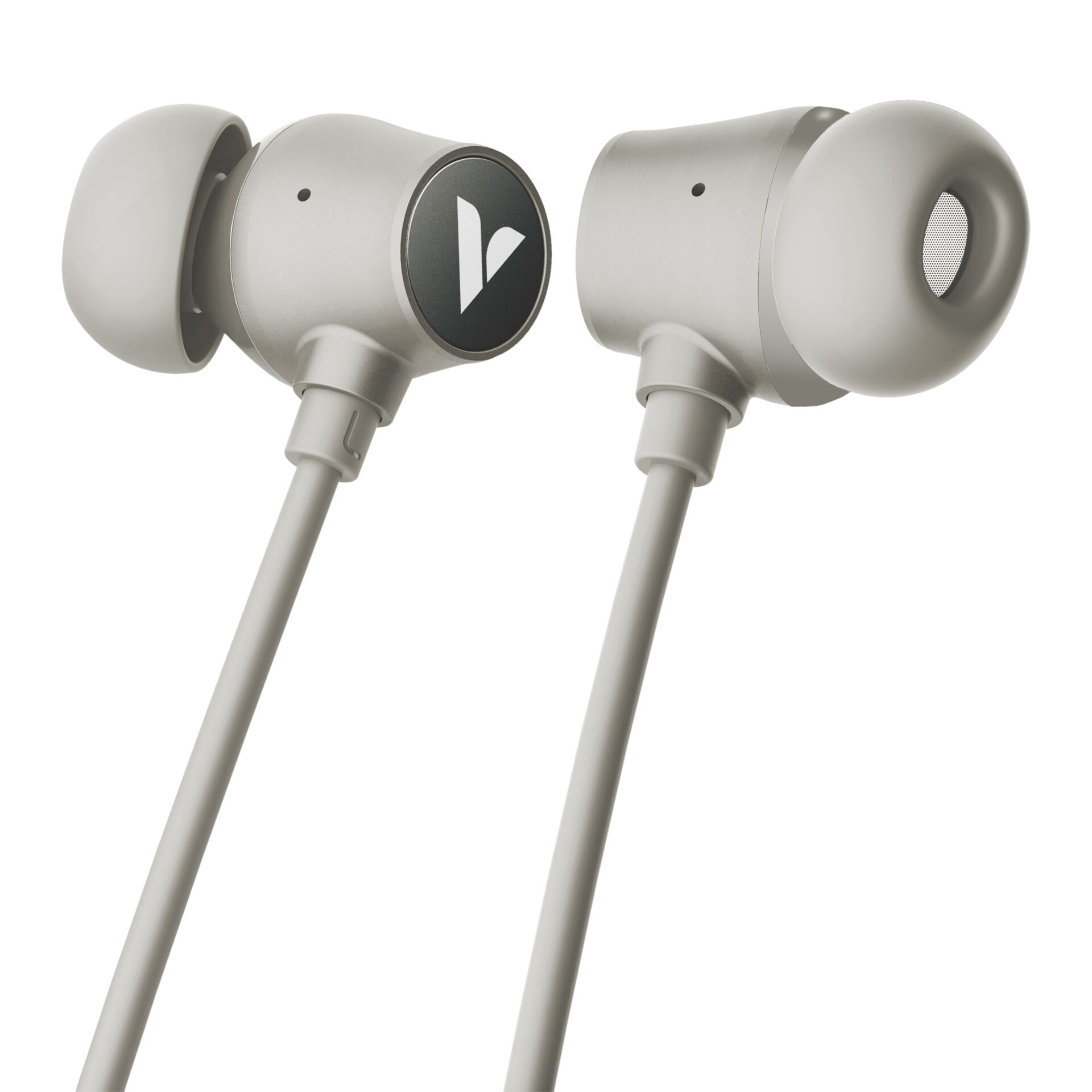 in-ear, ohrstöpsel, kabelgebunden, metall, silbern