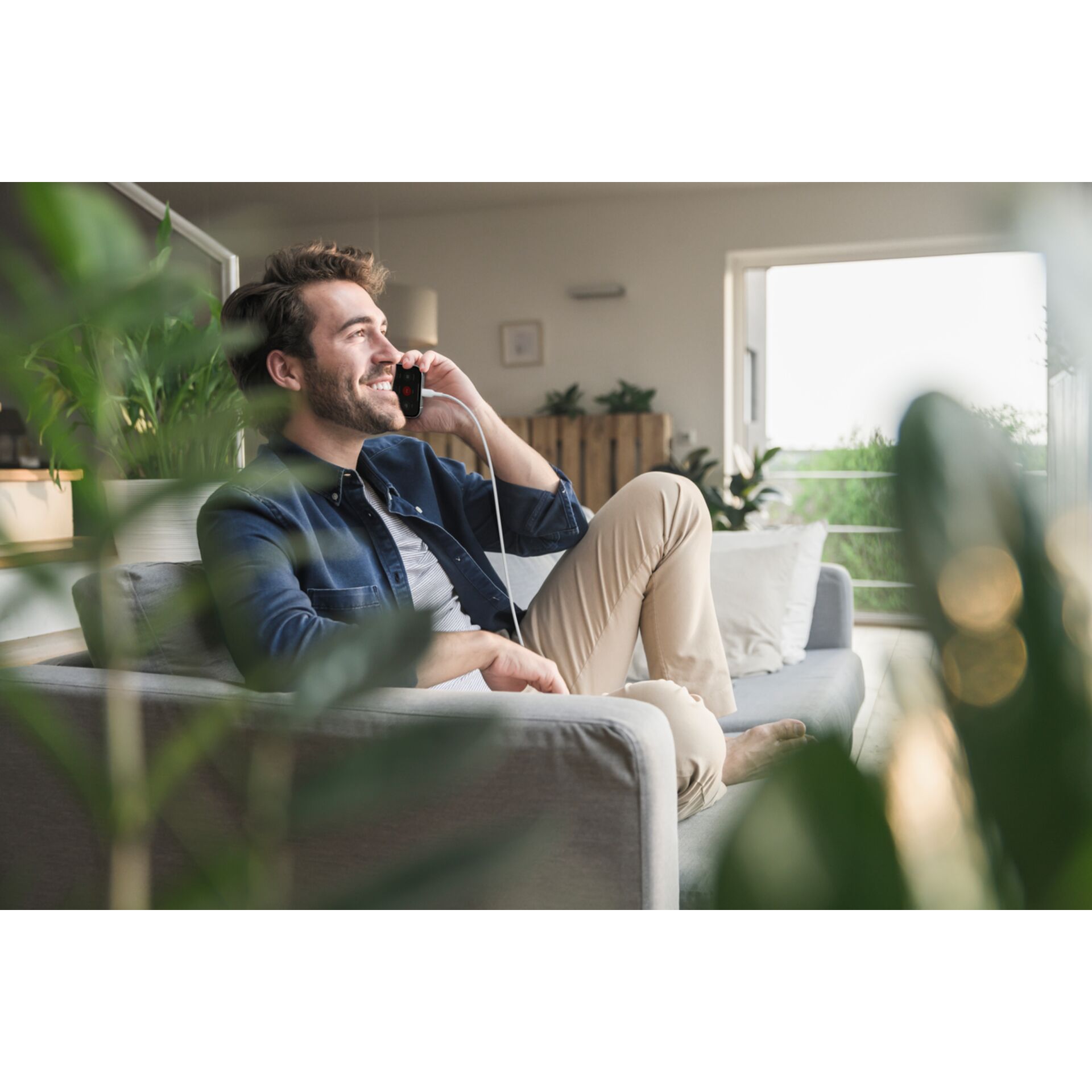 Kopfhörer, Telefonat, Lifestyle, Zuhause, Wohnzimmer