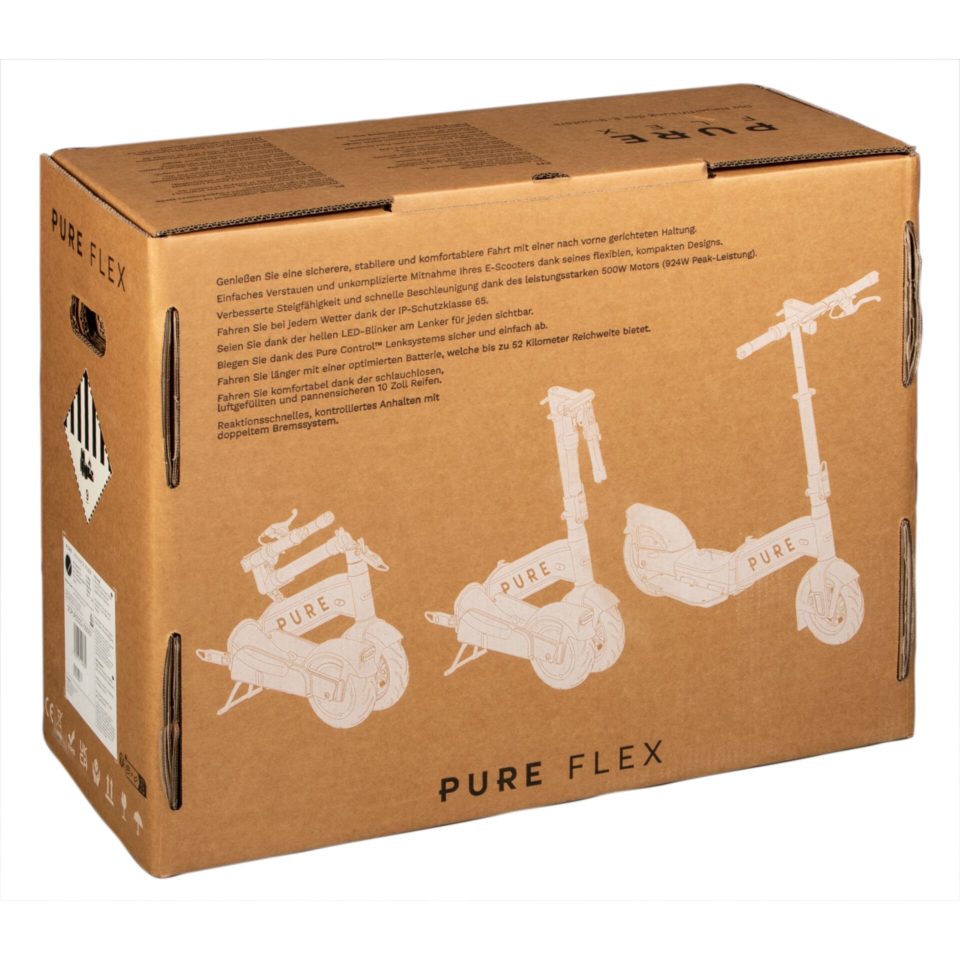 E-Scooter, Pure Flex, Boxed, Verpackung, Aufladbare Batterie