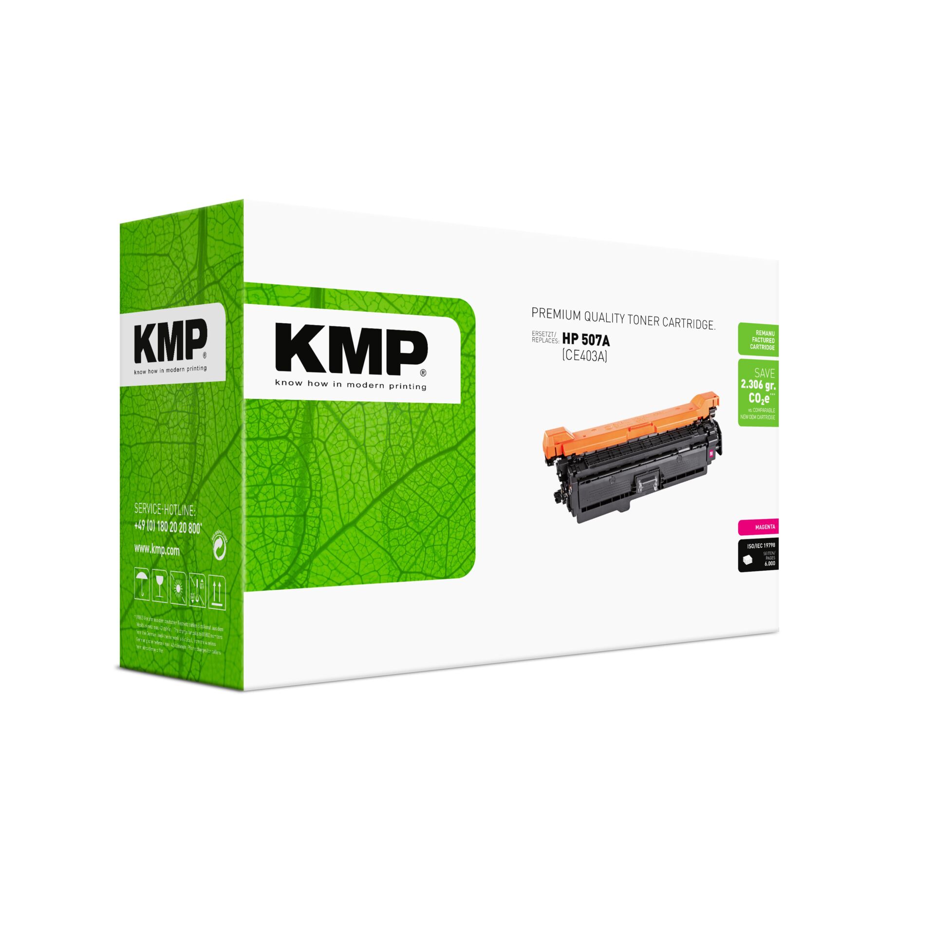 Werbung, Schusswaffe, Waffe, Visitenkarte, Text, Tonerpatrone, HP 507A, Laserdrucker, Orangene Patrone, grüne Verpackung