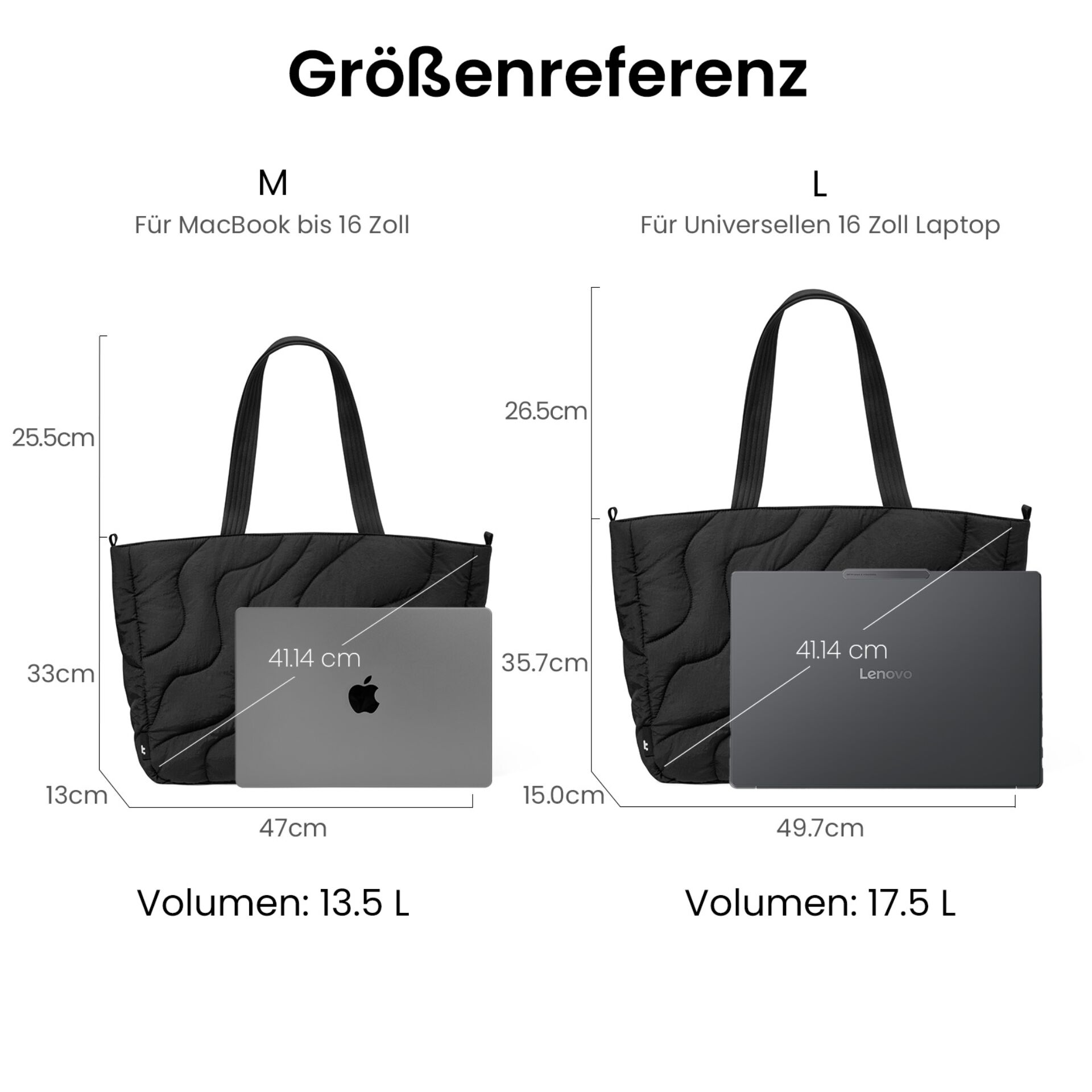  quilted tote,  Tasche,  schwarz,  wiederverwendbar,  laptop kompatibel