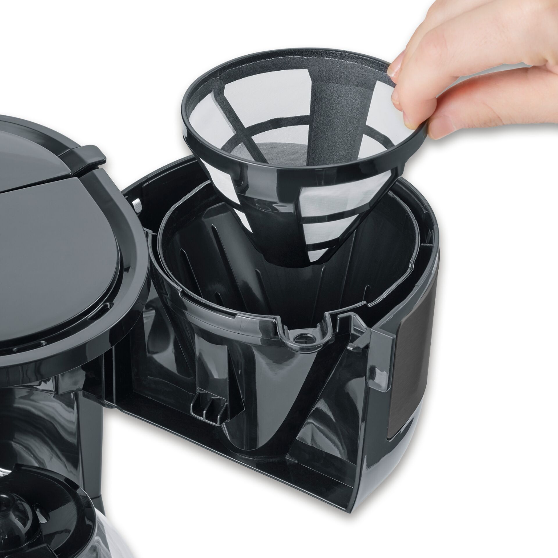 Kaffeemaschine, Kaffeemaschine Einsatz, Filterkorb, Schwarz, Kapselspender