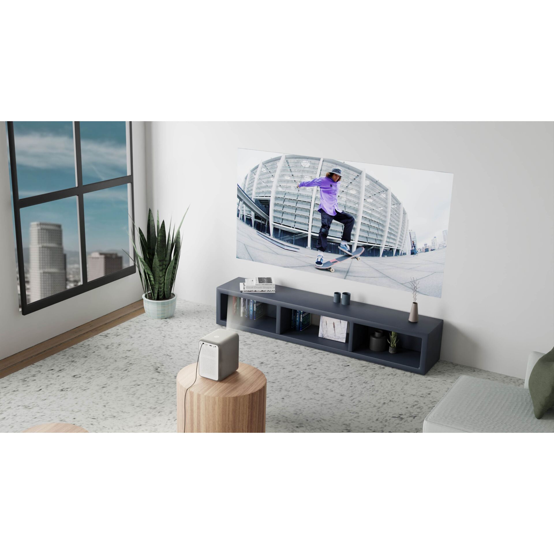 Wohnzimmer, Fernseher, Wandbild, Skateboarder, Platzsparendes Regal