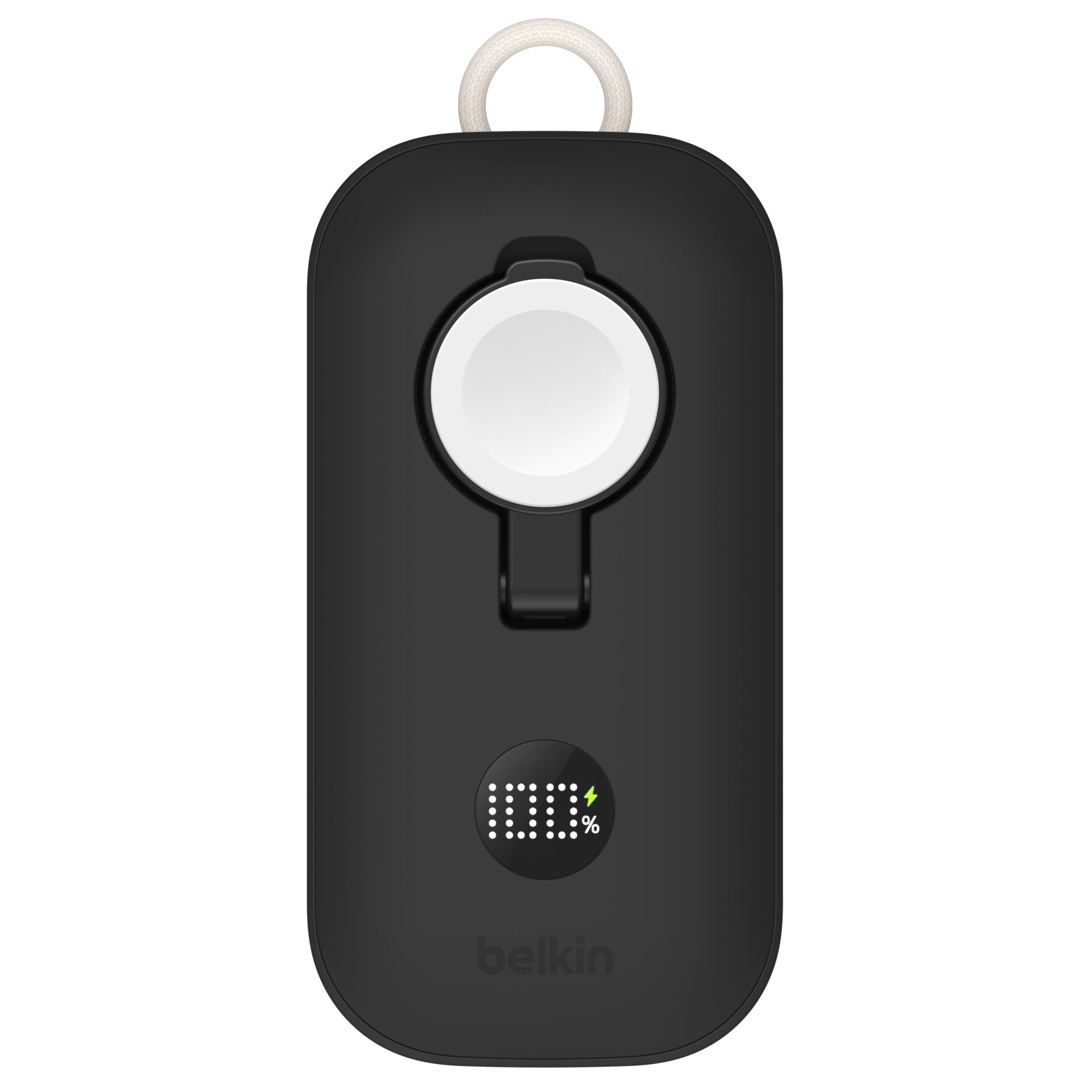 Powerbank, USB-C, digitales Display, schwarz, Ringed Loop