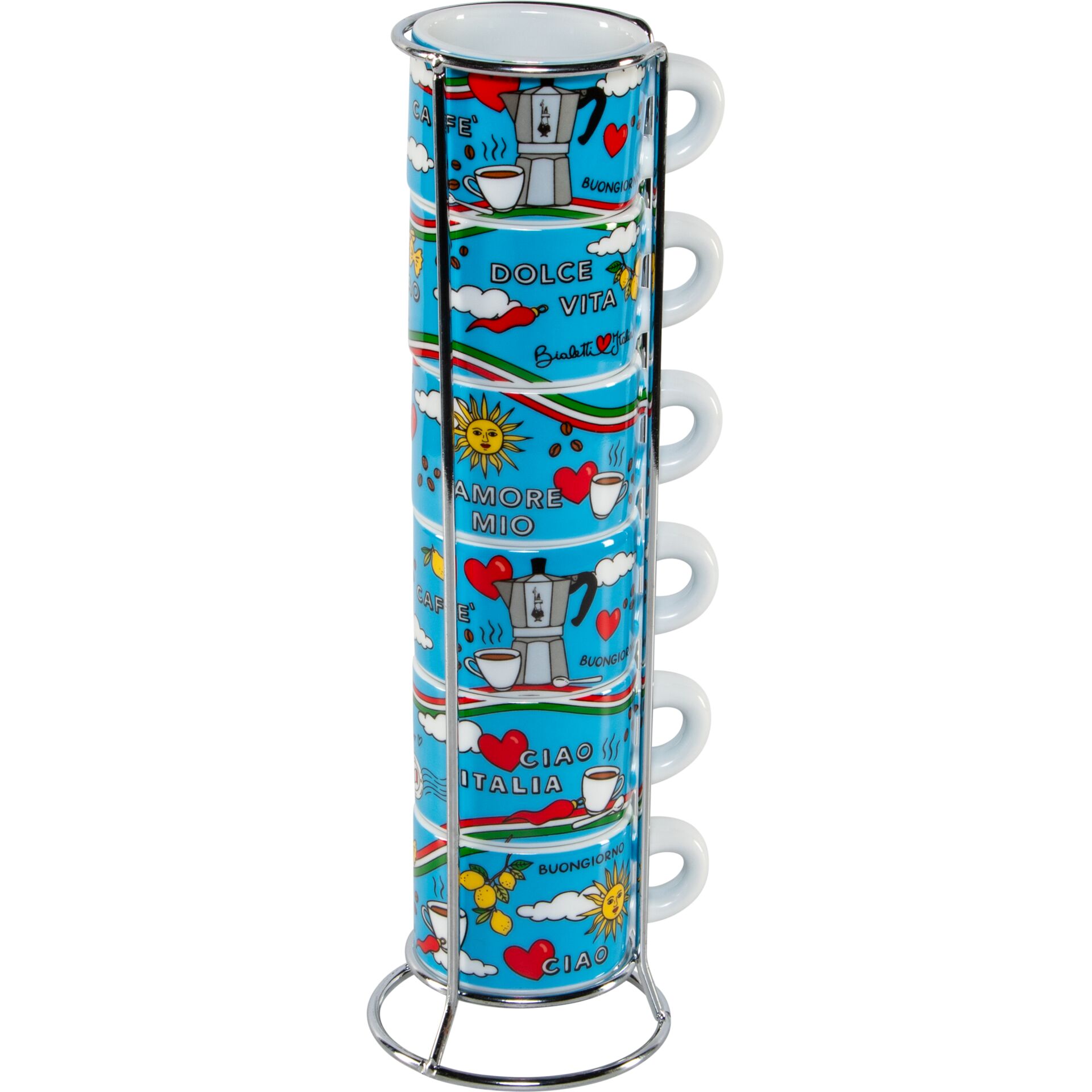 Kaffeetassen-Set, Stapelbare Tassen, Blaues Muster, Material/Porzellan?, Italienische Motive