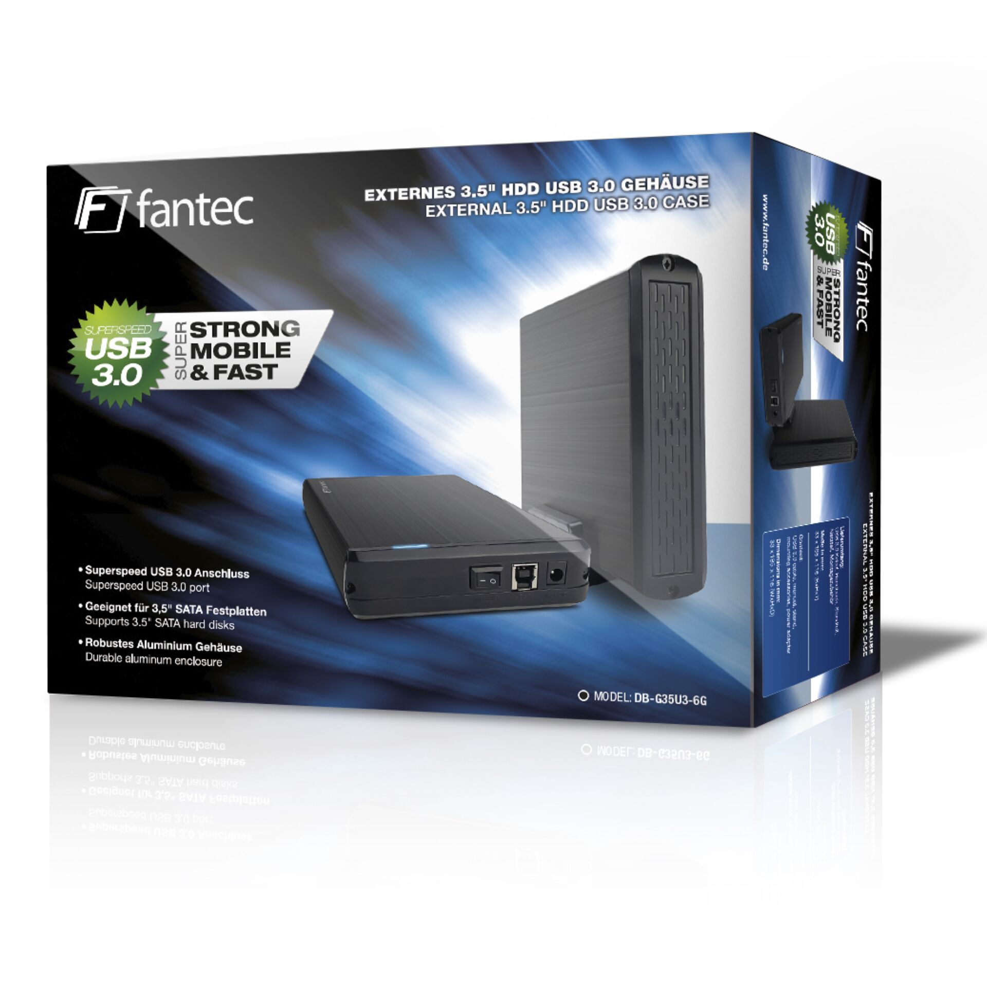 Externe HDD, 3.5 USB 3.0, Gehäuse, Aluminium, Speicherbox