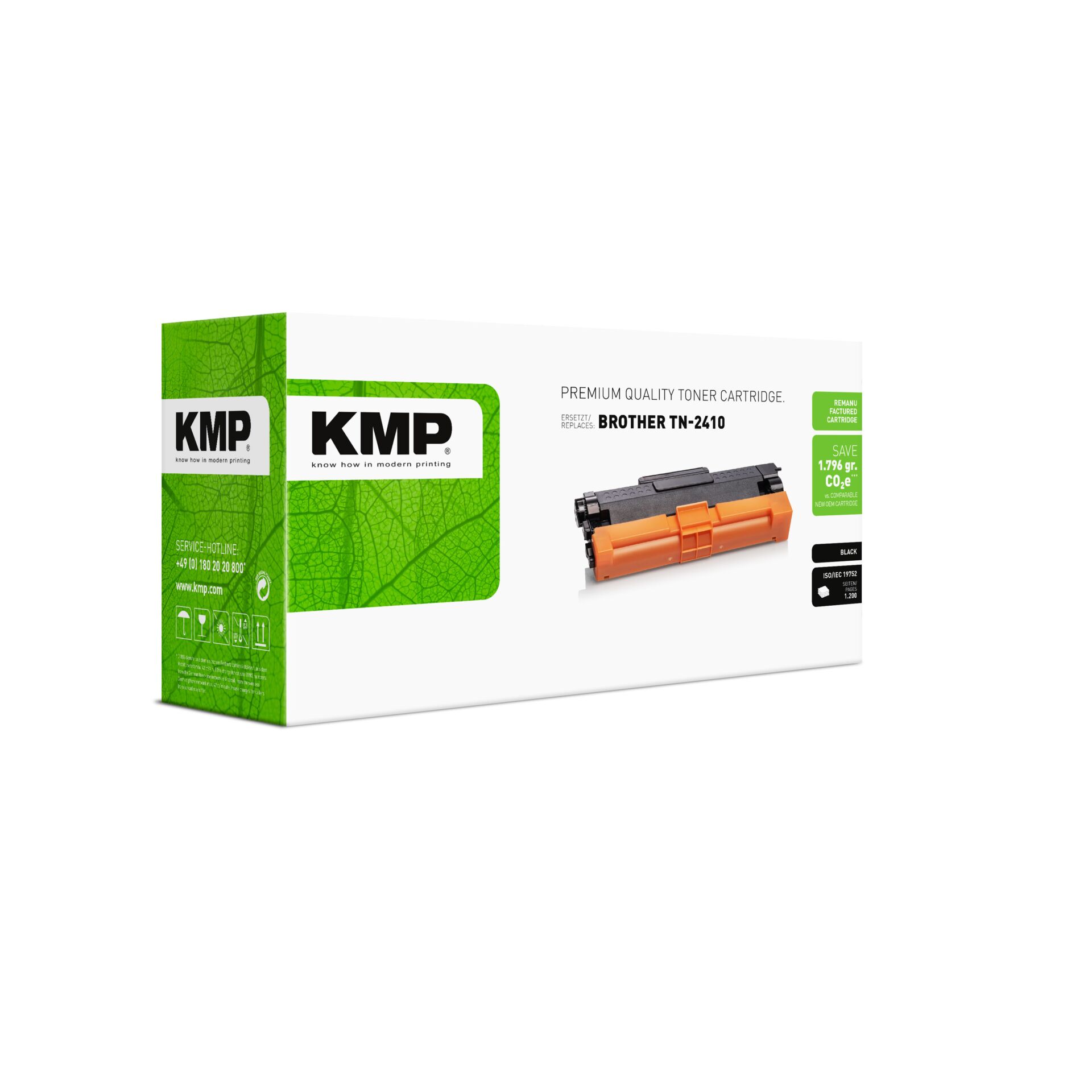 Werbung, Plakat, Computerausrüstung, Adapter, Feuerwaffe, Tonerpatrone, Orange Farbe, Druckerzubehör, KMP-Verpackung, Kompatibel mit Brother TN-2410