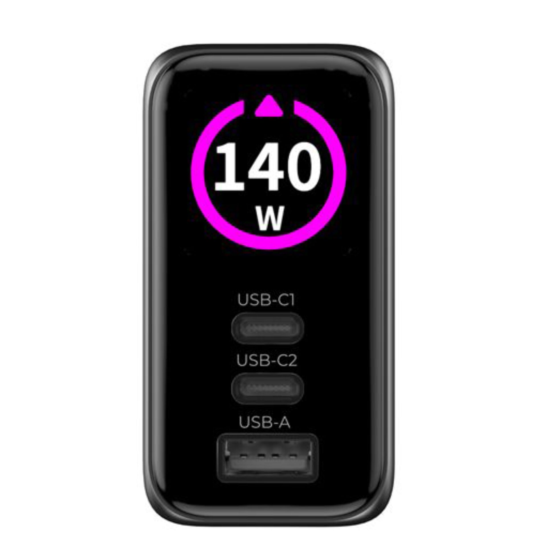 USB-C-Hub, Strom 140W, USB-C1, USB-C2, USB-A