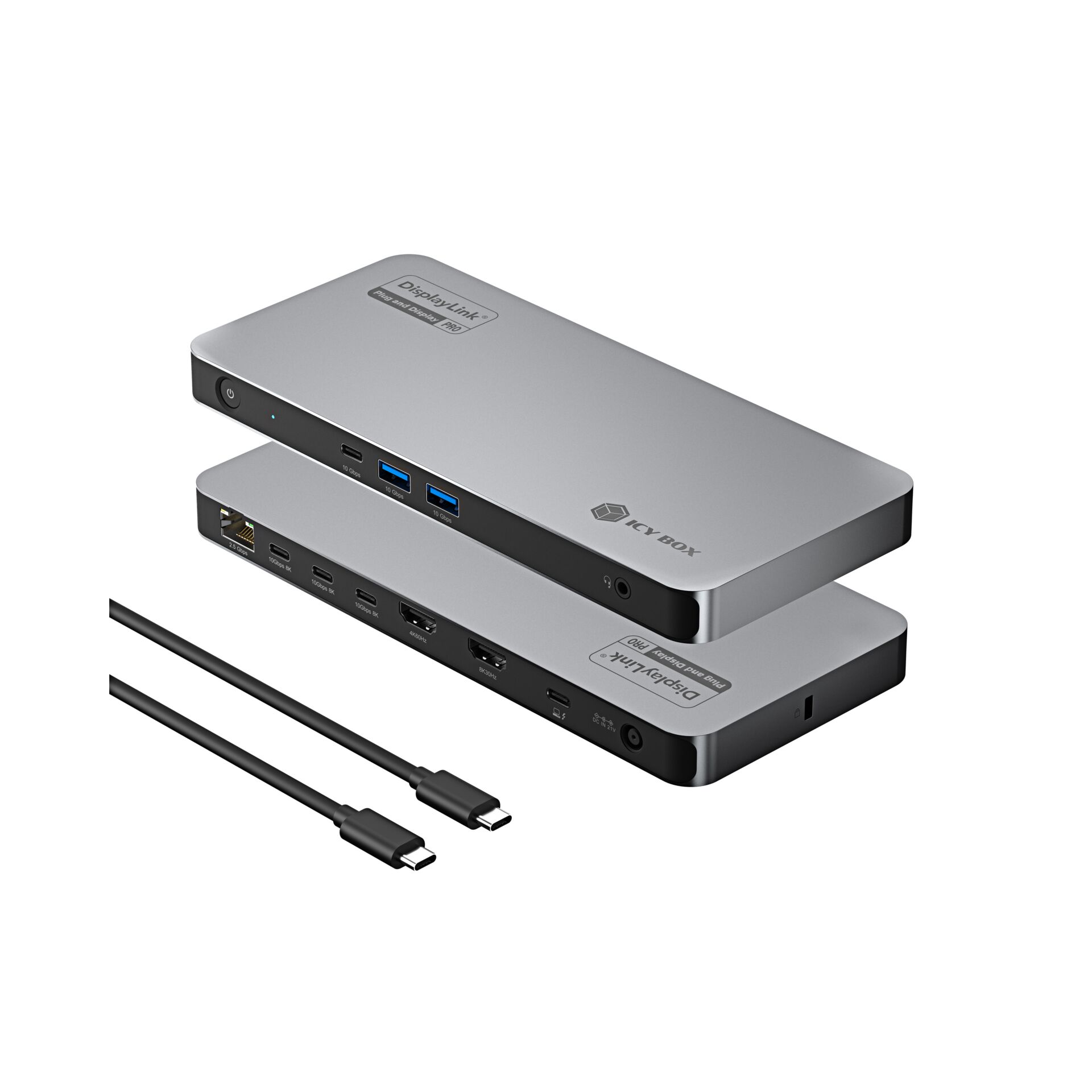 Dockingstation, USB-C, HDMI, Thunderbolt, Aluminiumgrau