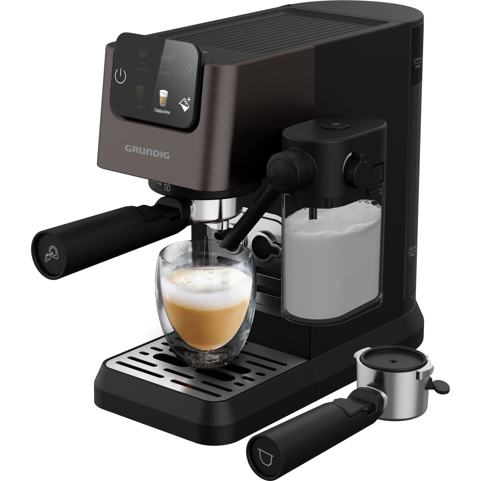 Espressomaschine, Kaffeezubereitung, Milchbehälter, Schwarz, Kaffeemaschine mit Display