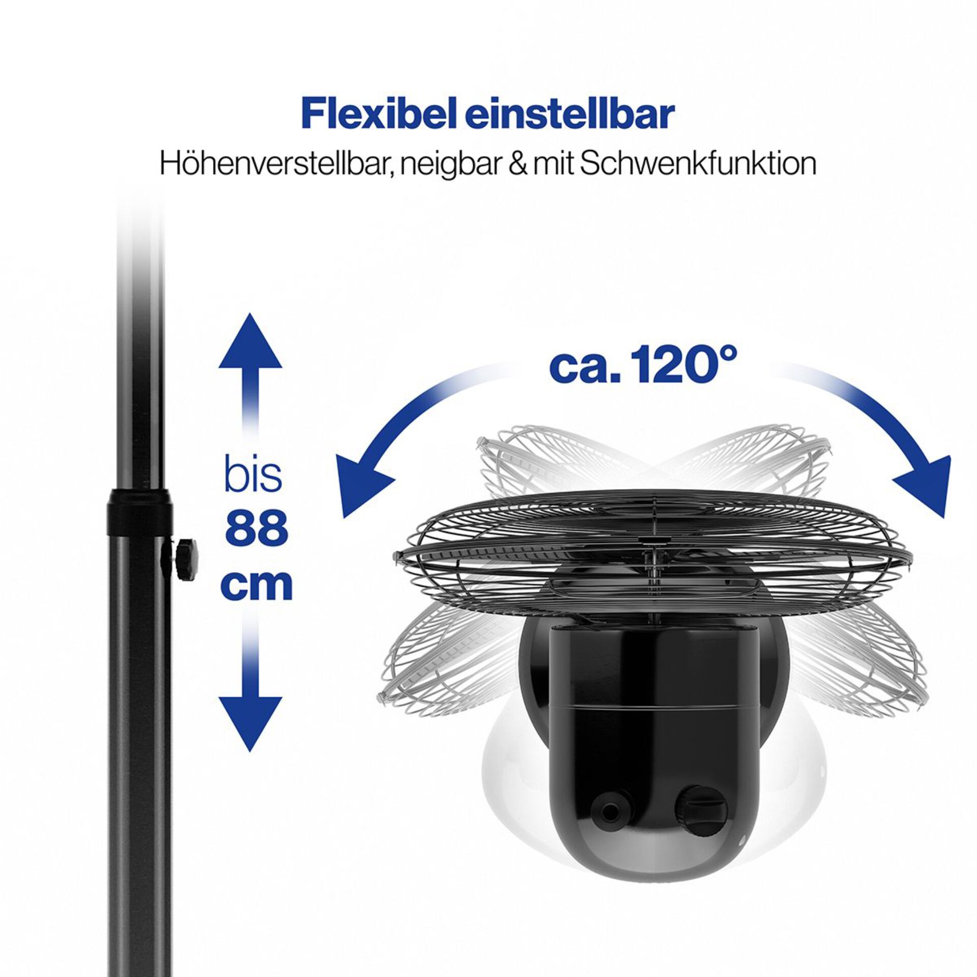 Ventilator, Tischventilator, verstellbar, schwingkopf, Flügelventilator