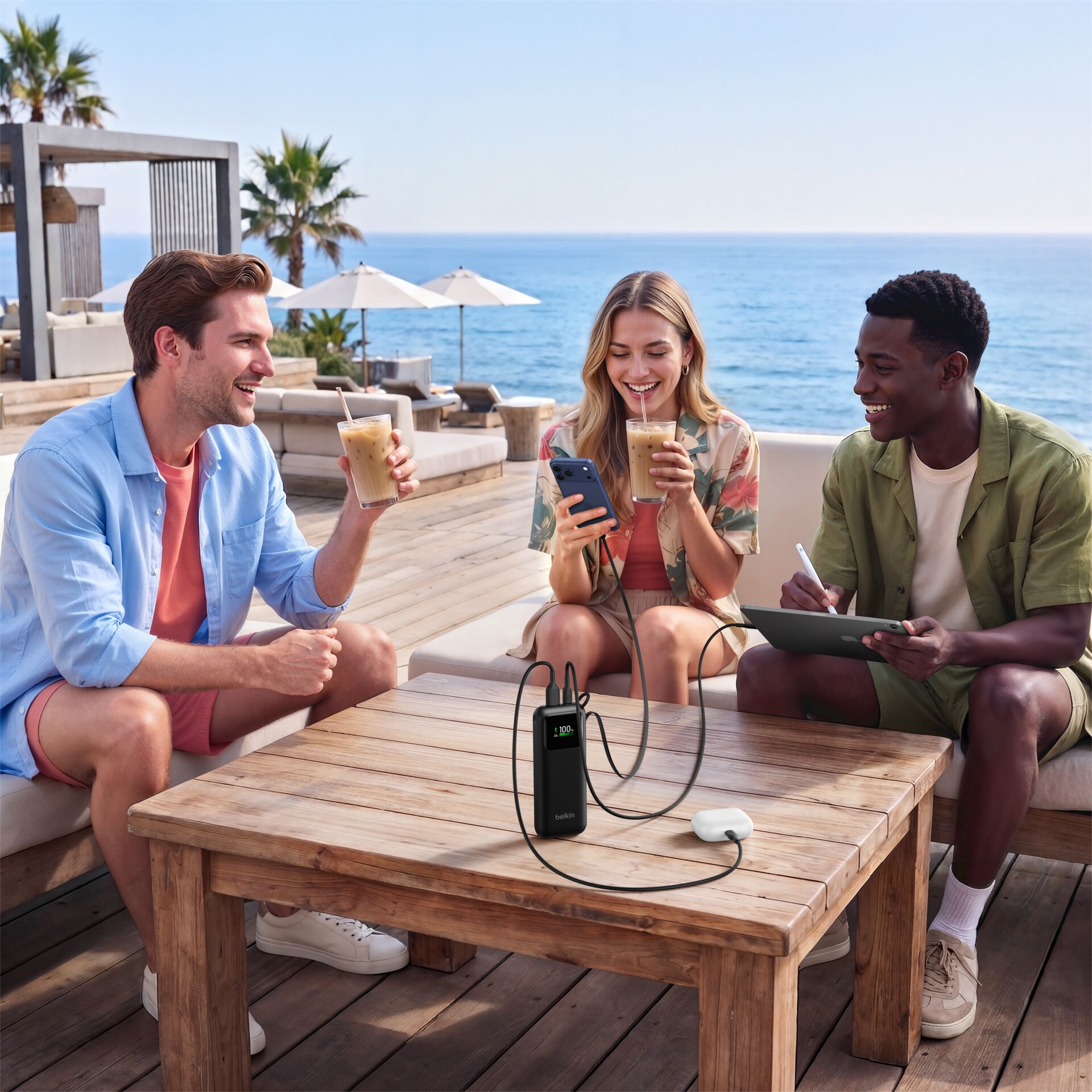 Outdoor, Gruppe, Couchtisch, Ladegerät, Gerät