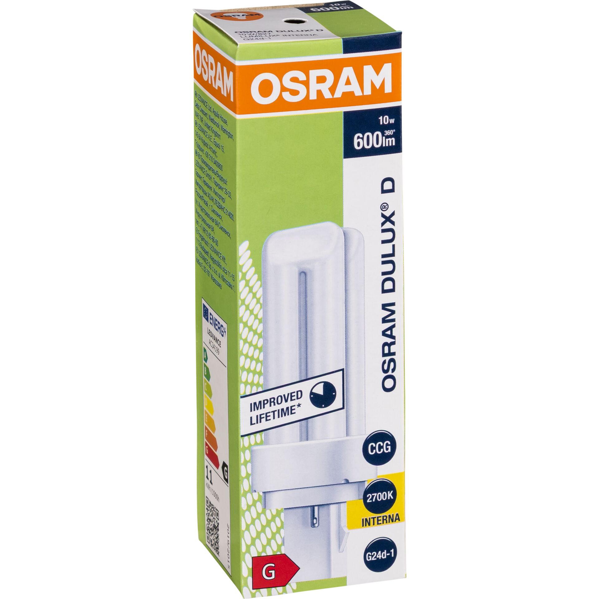 Osram DULUX D Energiesparlampe  10W/827 G24D-1 FS1
