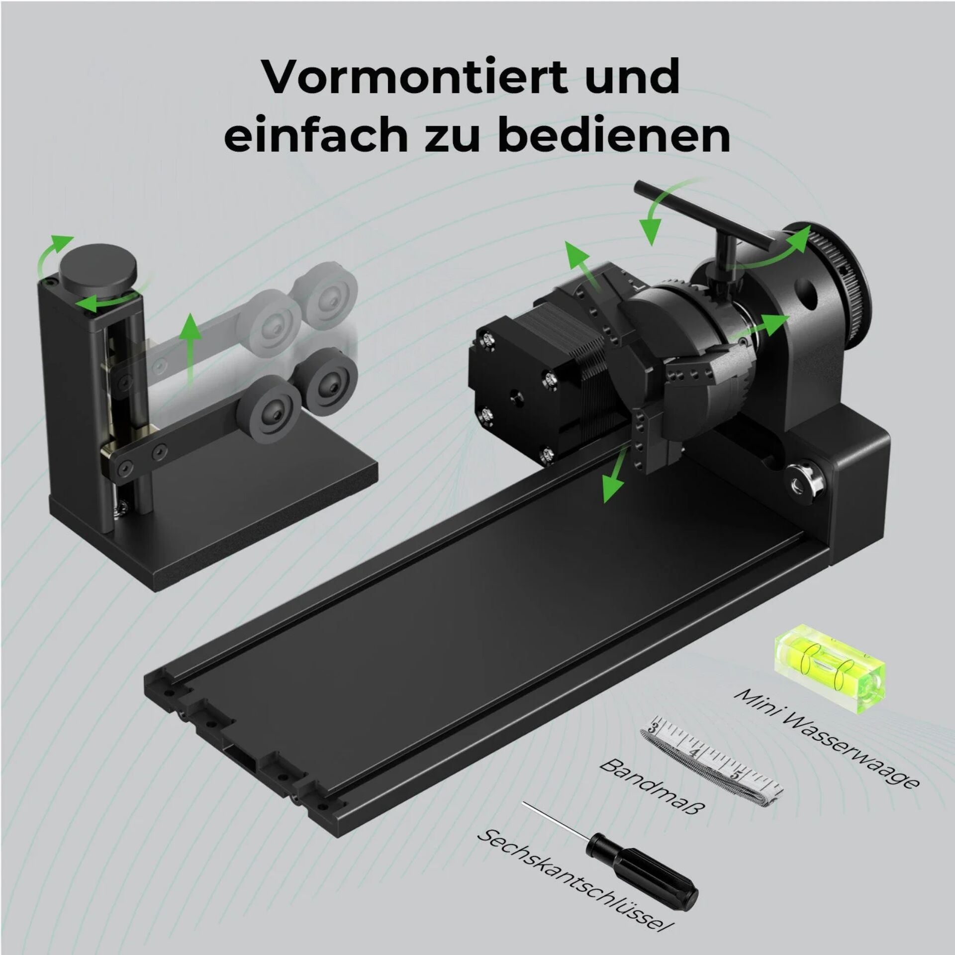 Maschineneinrichtung, Achssystem, Riemenantrieb, Linearschiene, Toleranzwerkzeug