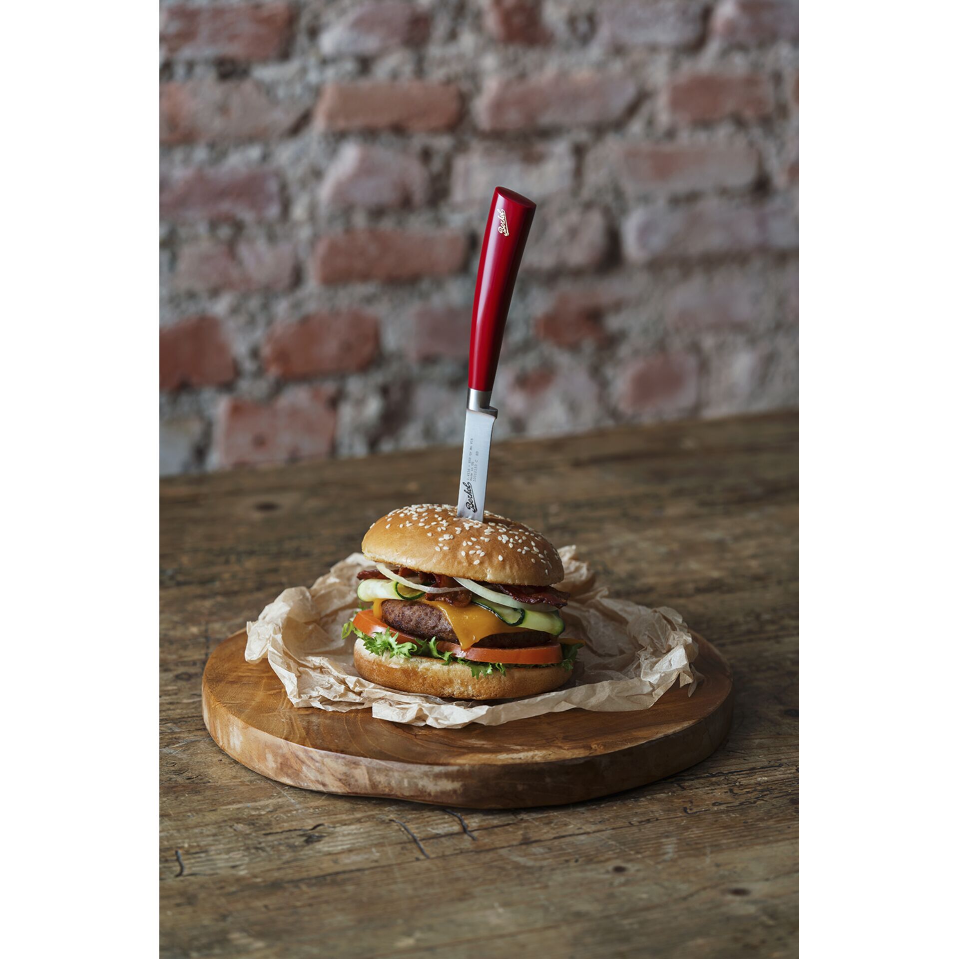 Hamburger, Käse, Sesambrötchen, Messer, Burger