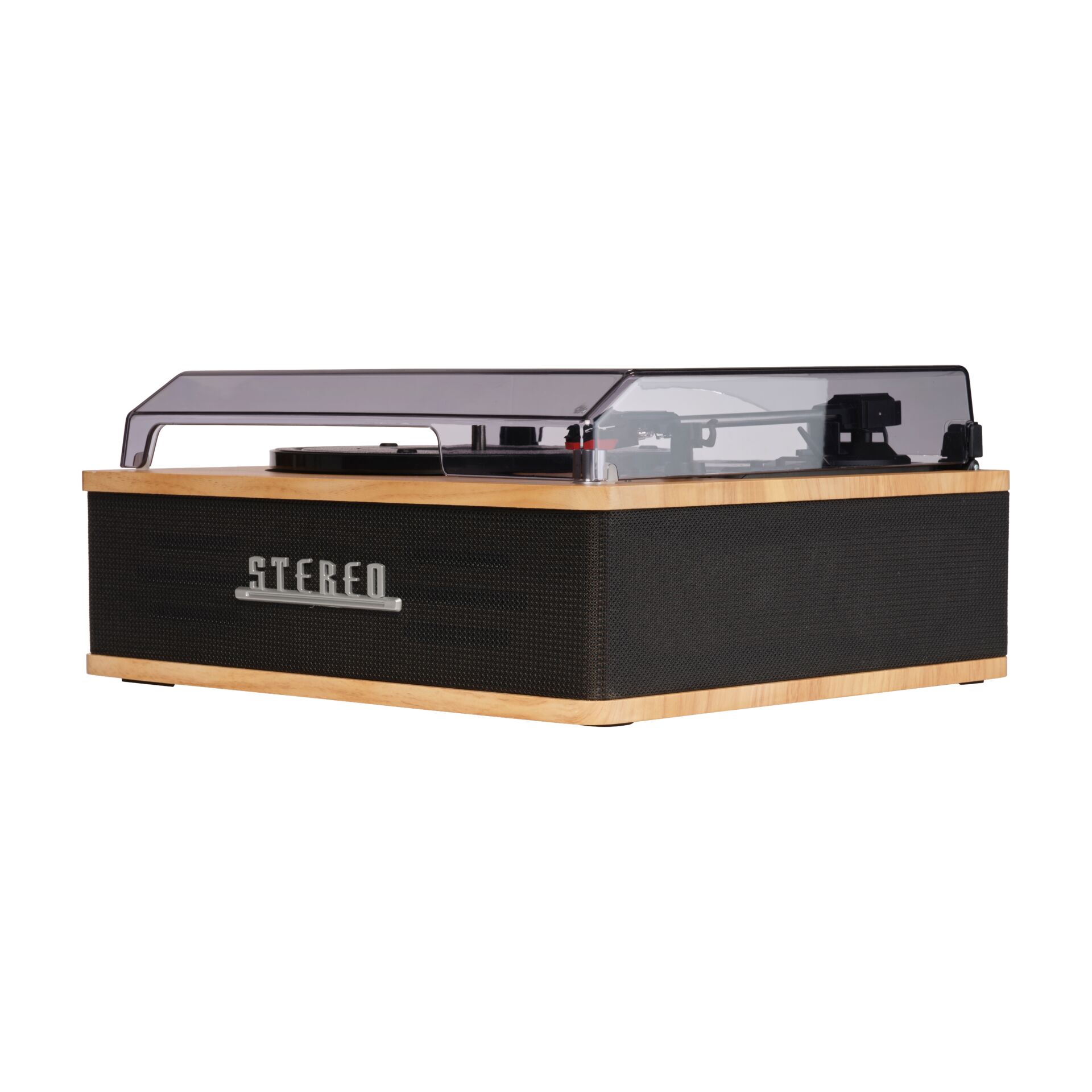 Plattenspieler, Turntable, Holzgehäuse, Schwarz, Schallplatte