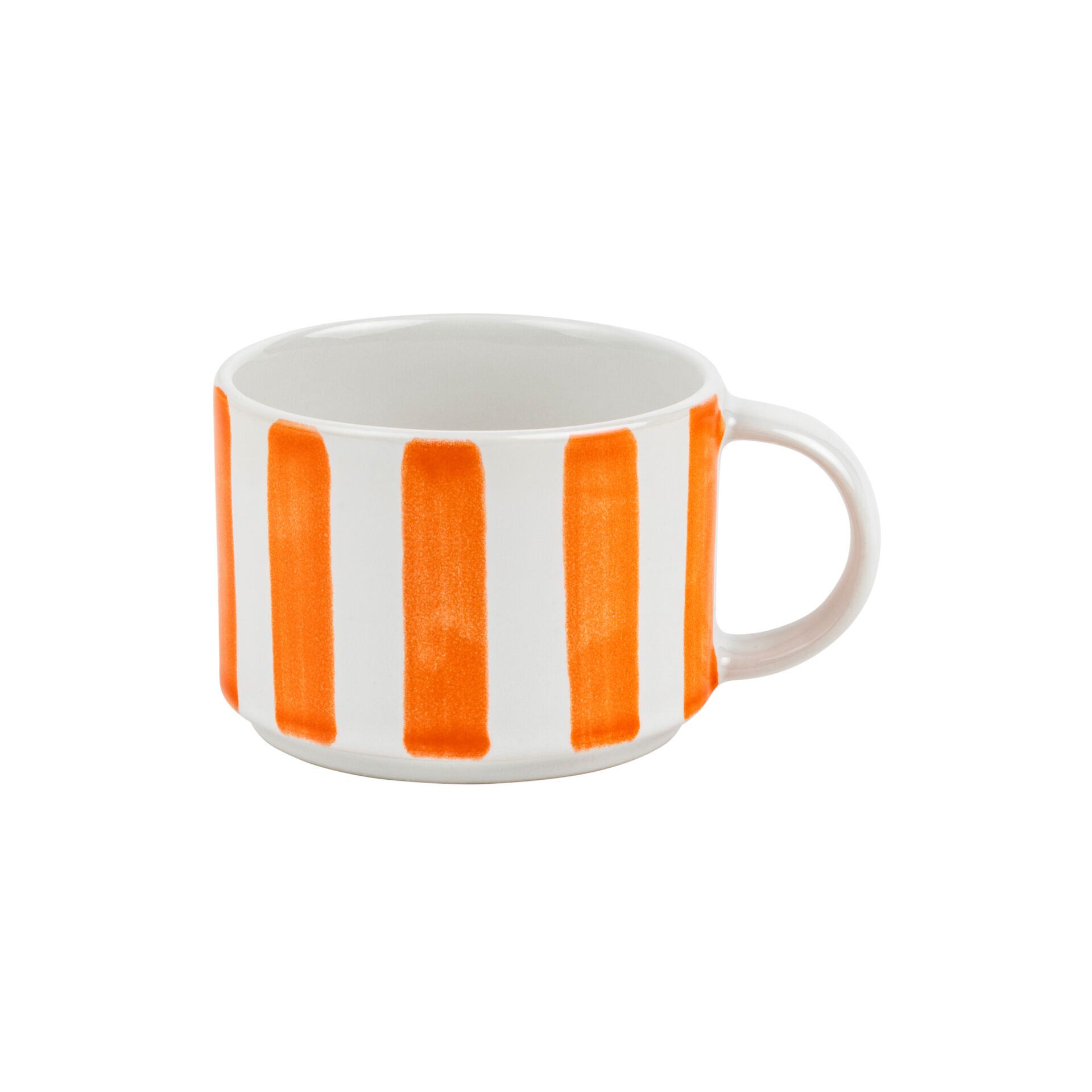 Teetasse, Tasse, Orangene Streifen, Porzellan, Getränkebecher