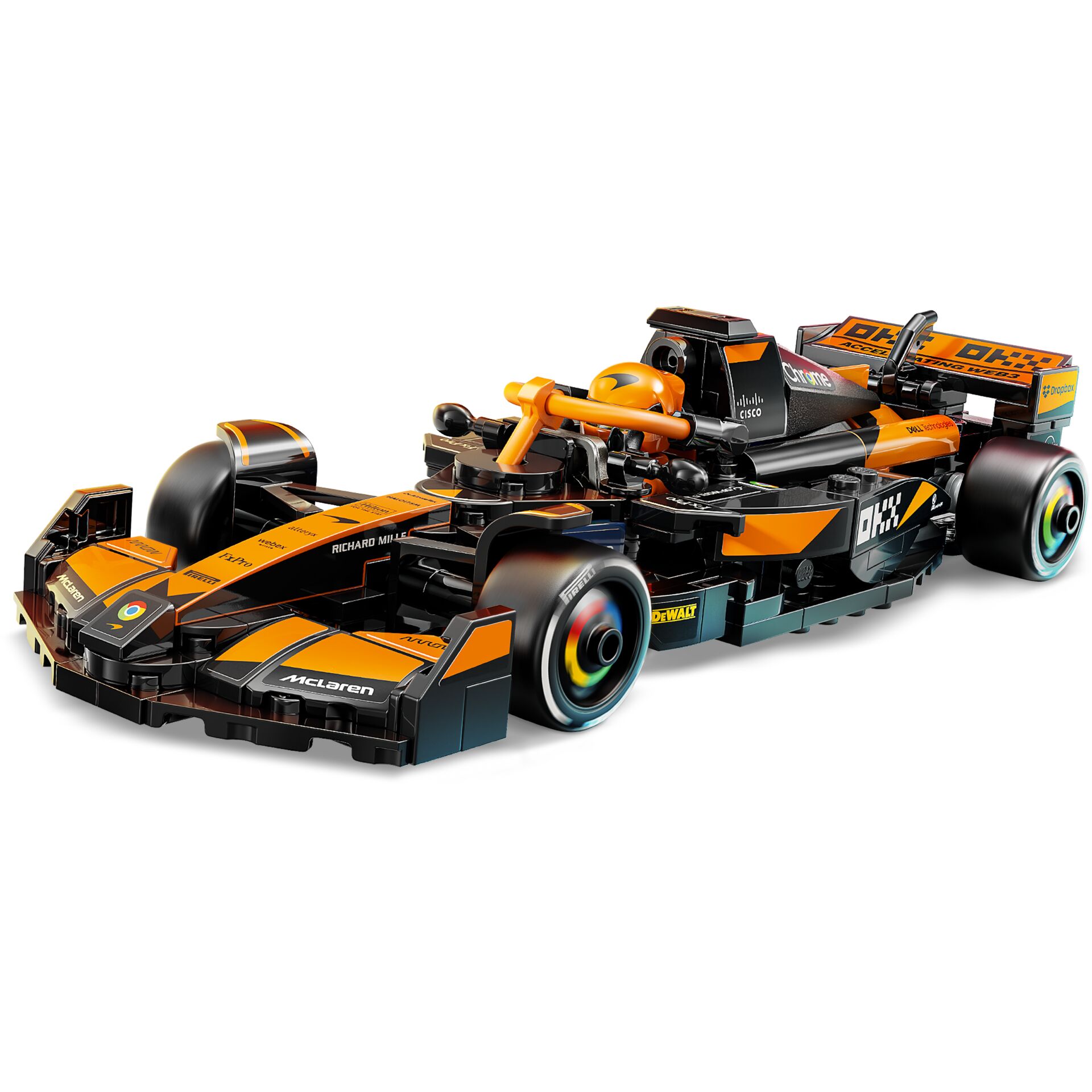Formel 1 Auto, Rennwagen, Orange Schwarz, Schaumstoffreifen, Klemmbaustein-Model
