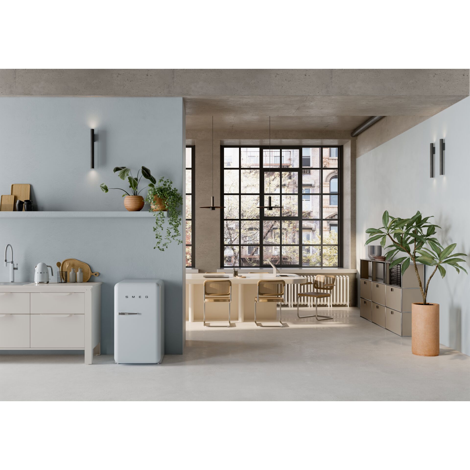 Innenarchitektur, Inneneinrichtung, Anrichte, Wohnzimmer, Topfpflanze