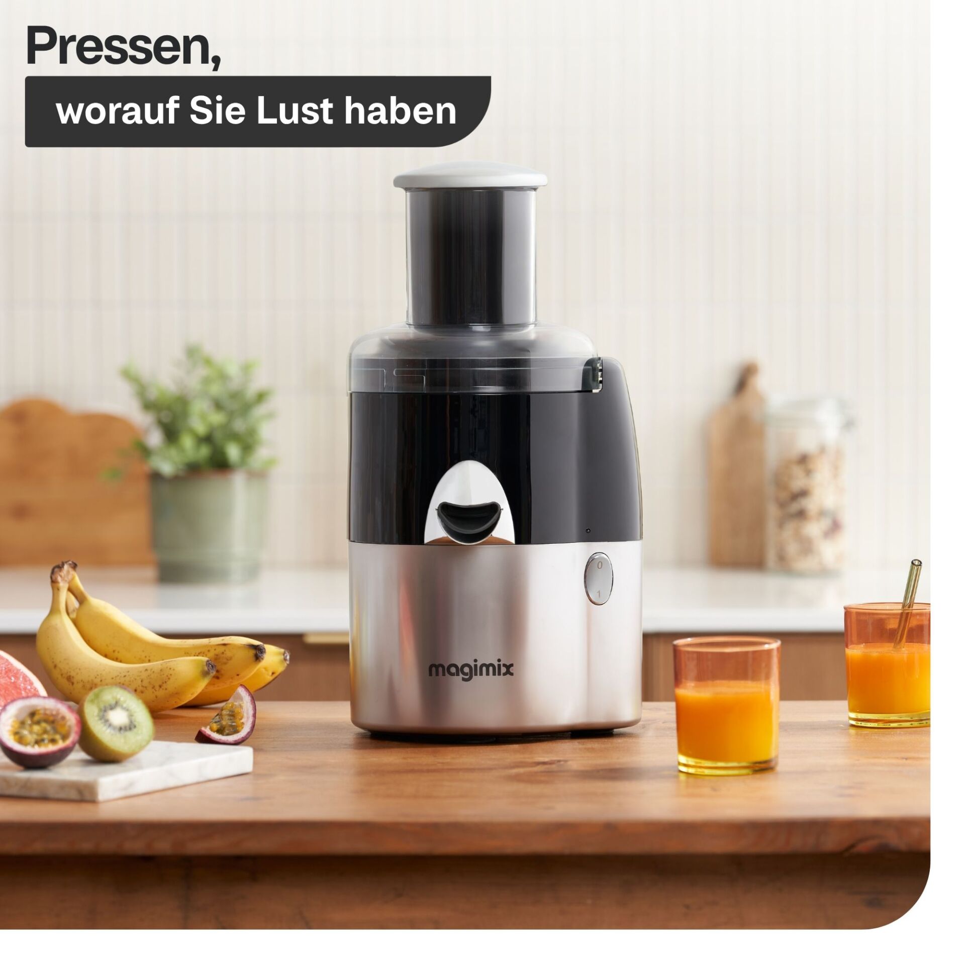 Entsafter, Juicer, Küchenmaschine, Metall, Schwarz-Silber