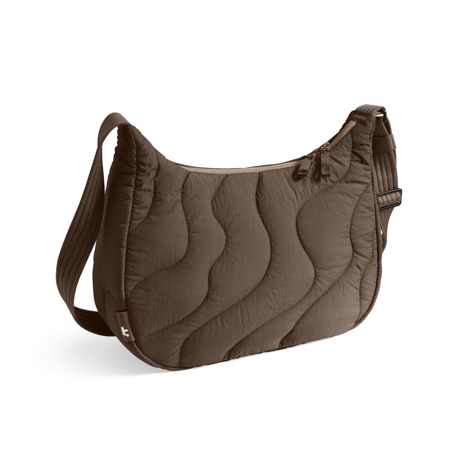 Umhängetasche,  quilted pattern, Braun, Schultergurt, Reißverschluss