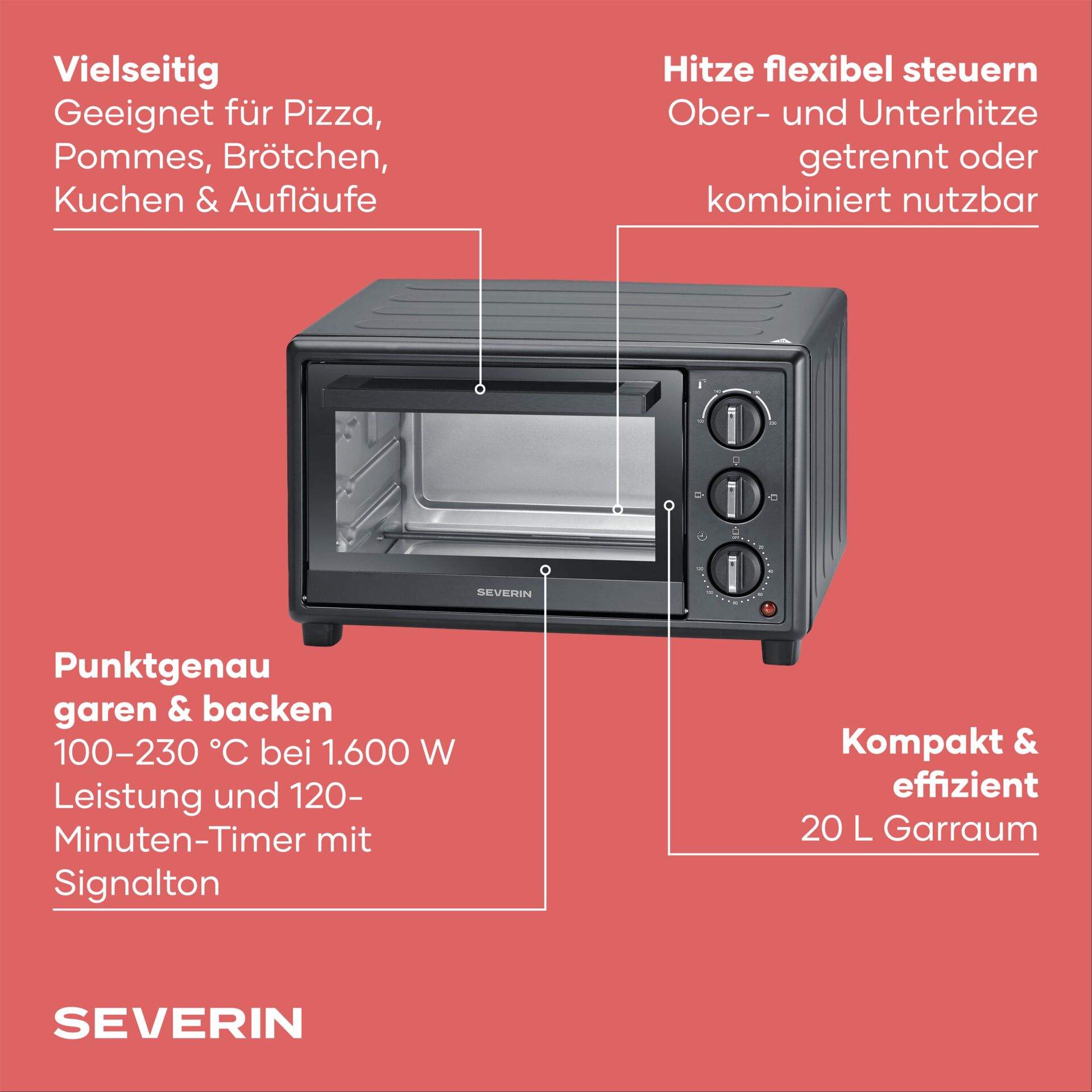 Toaster, Mini-Ofen, Toastofen, Küchengerät, Kompaktbackofen