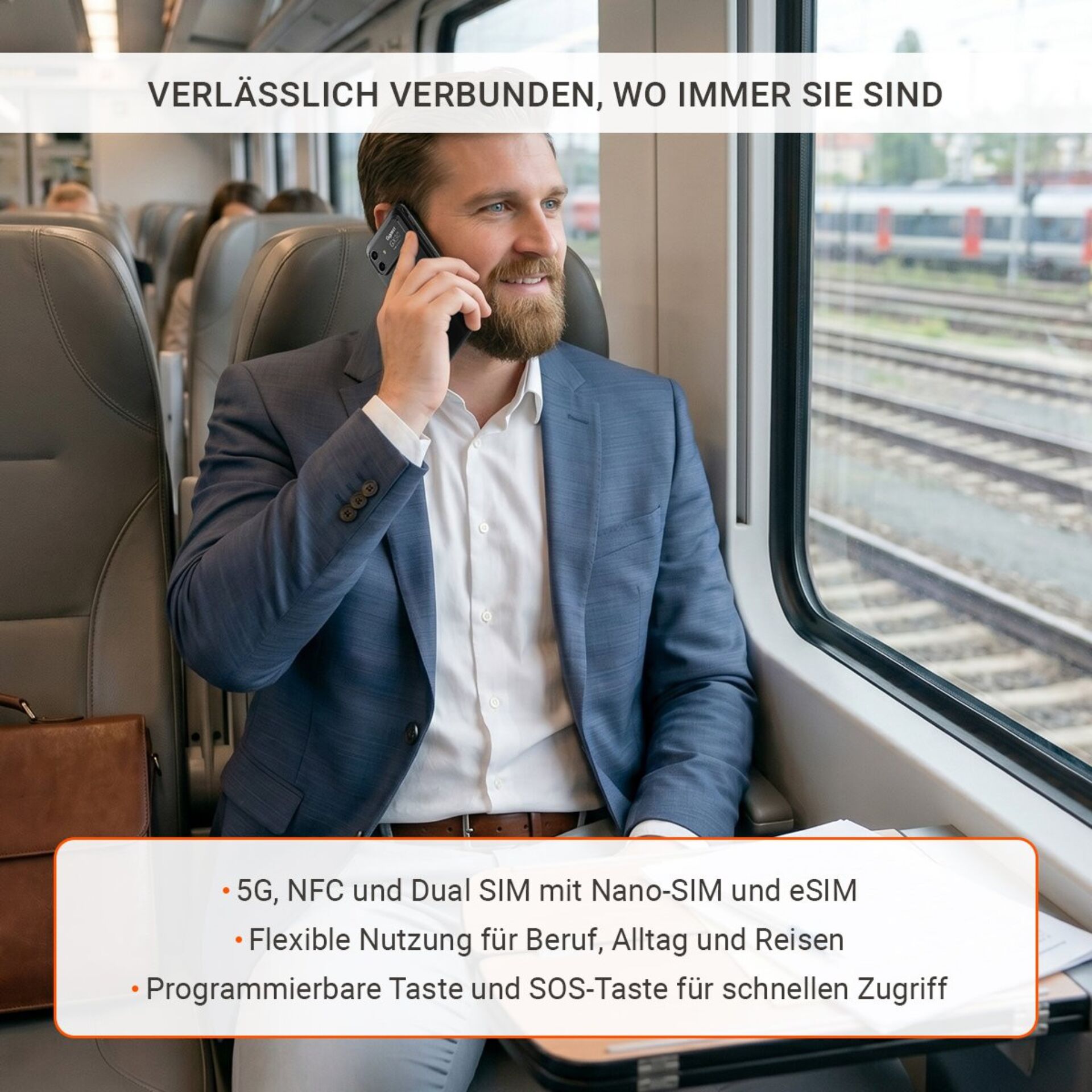 Businessman, Phone, Anzug, Bart, Zug Innenraum