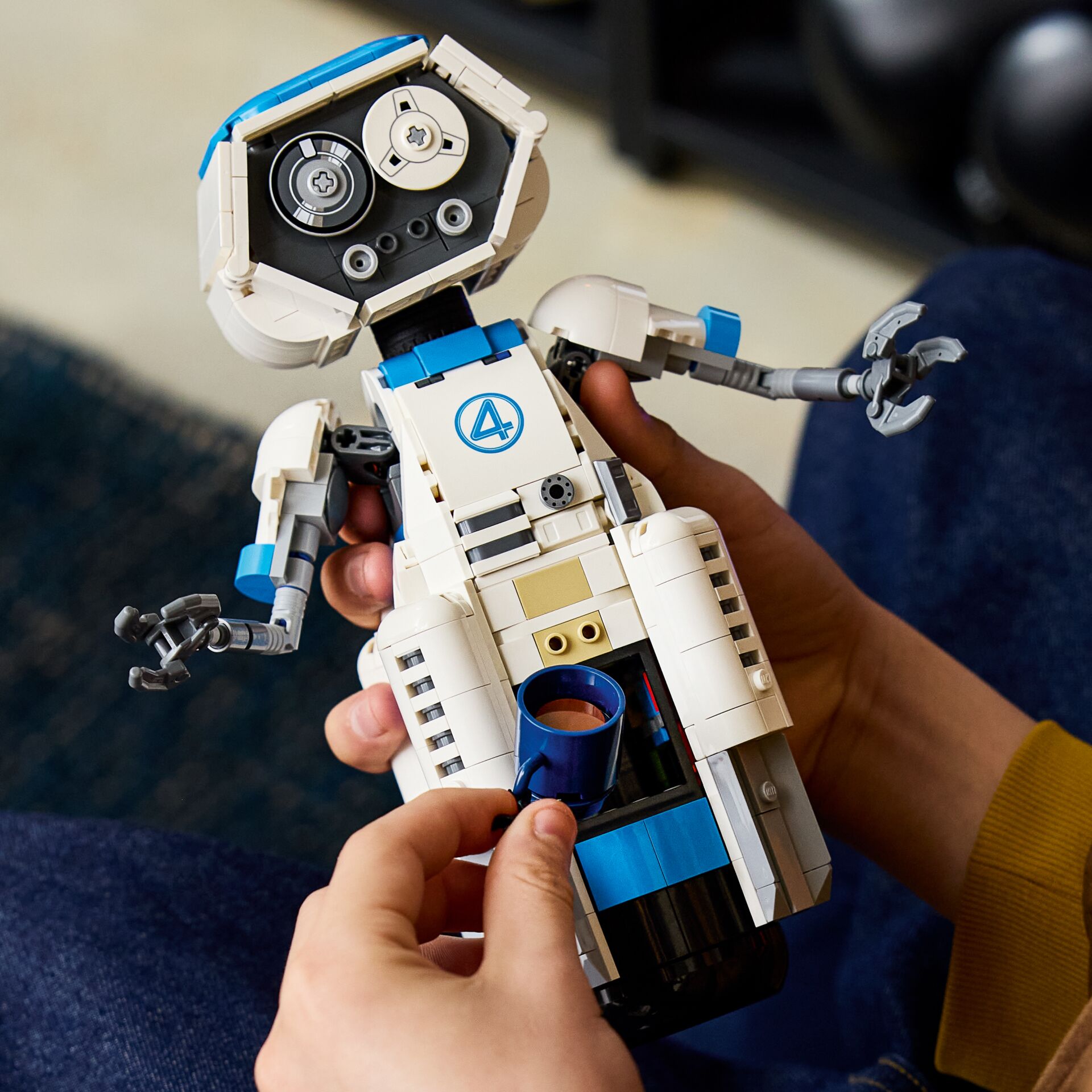 lego, roboter, weiß, blau, baukasten