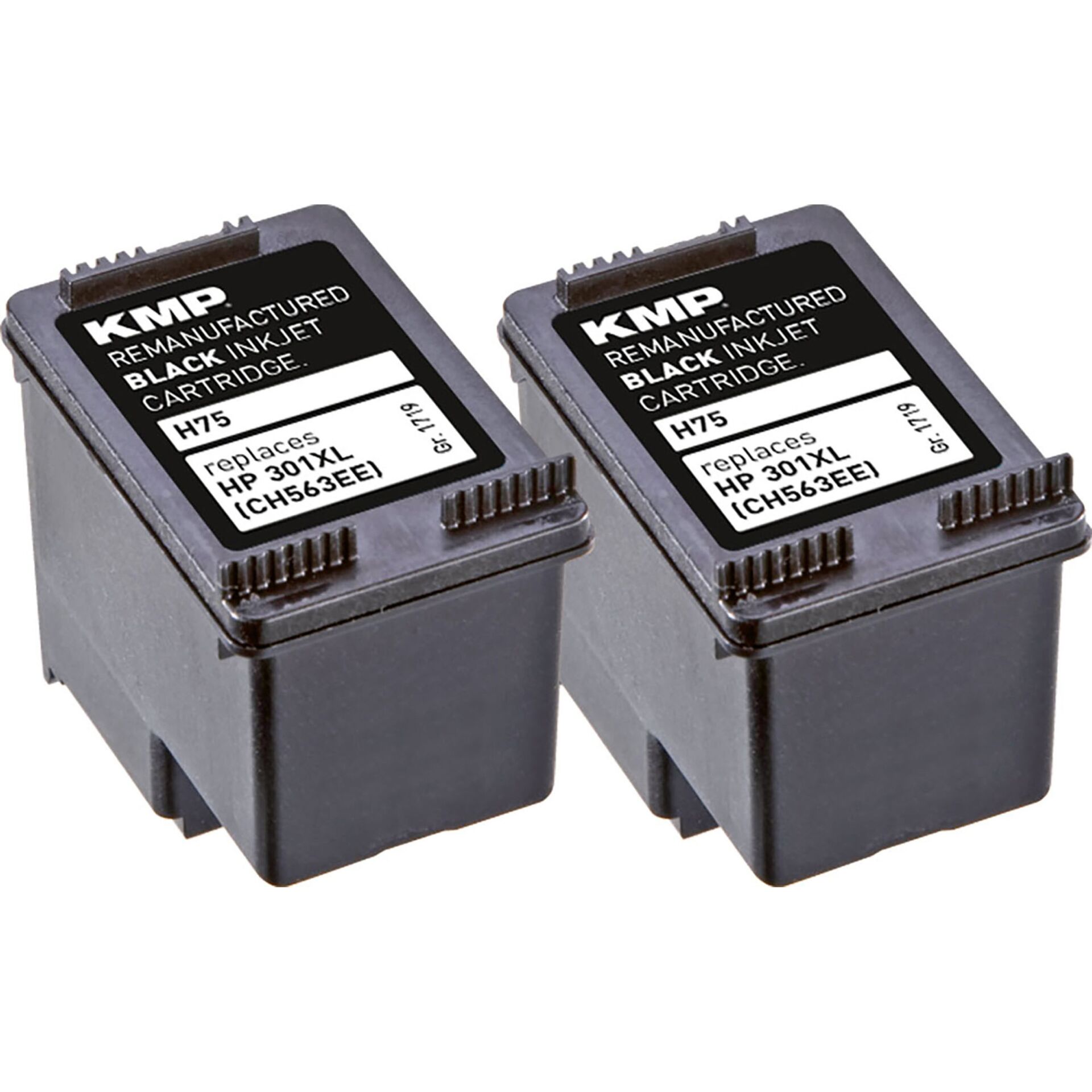 Adapter, Elektronik, Tintenpatrone, Schwarz Tintenpatrone, HP 301XL Ersatz, KMP Patrone, 2er-Pack