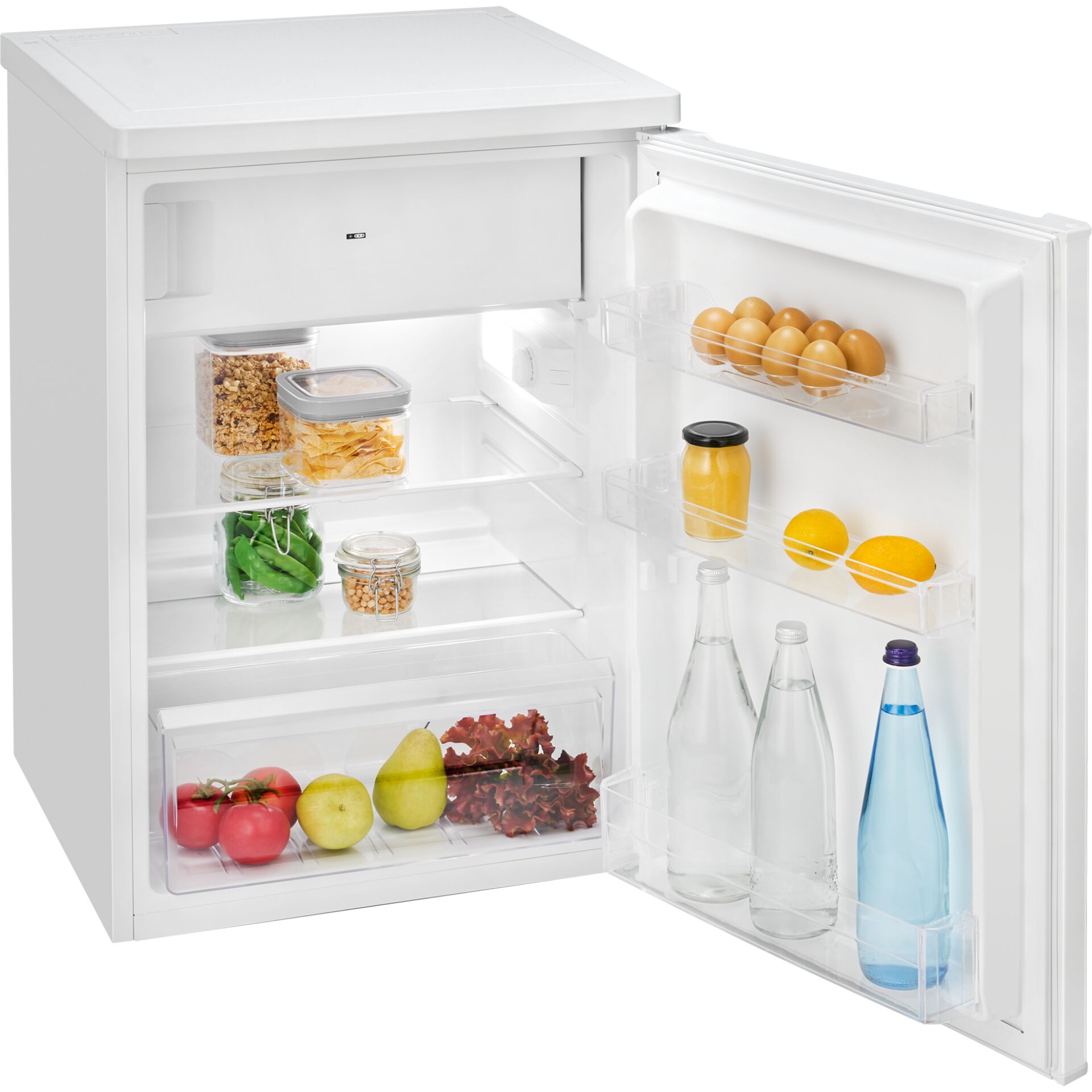 Kühlschrank, Einbaugerät, Gefrierfach, Weiß, Glastablagen