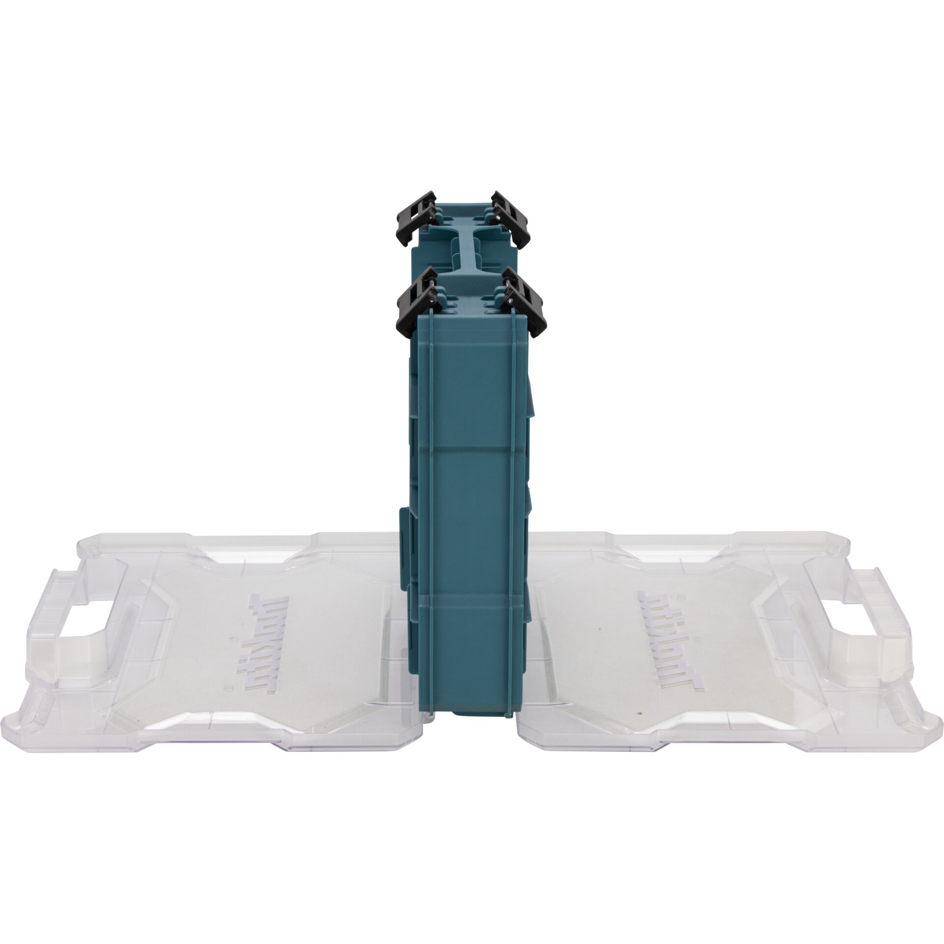 Aufbewahrungskassette, Werkzeug-Organizer, blaues Modul, ineinandergreifender Schubladeneinsatz, durchsichtiger Deckel