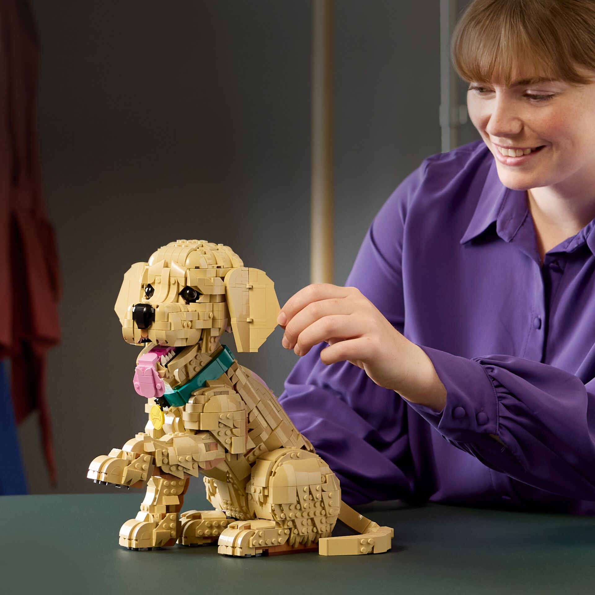 Lego Hund, Konstruktionsspielzeug, Hund aus Lego, Brick-Skulptur, Tierfigur