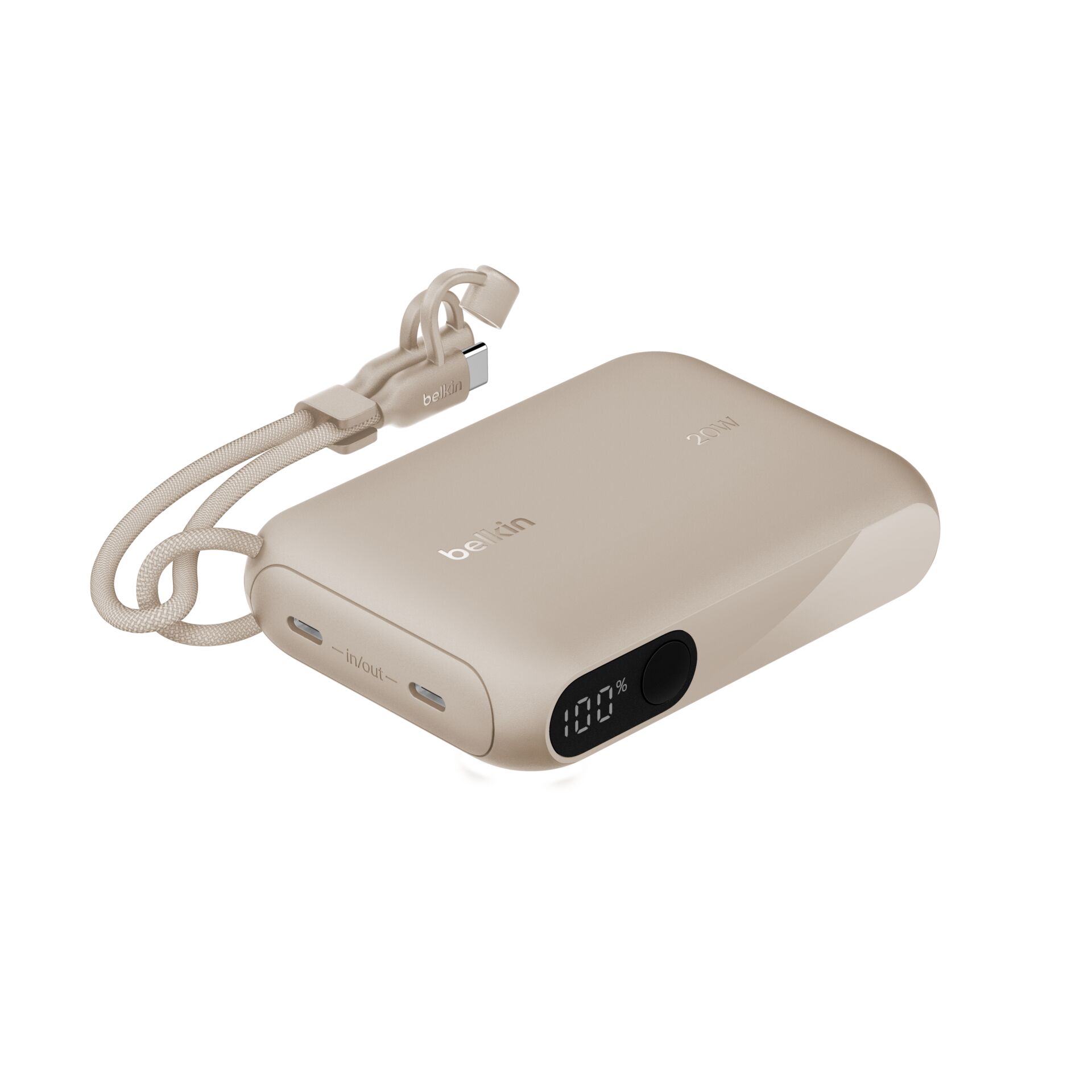 Belkin Powerbank mit Display 20W  10.000mAh USB-C sand  BPB027hqSD