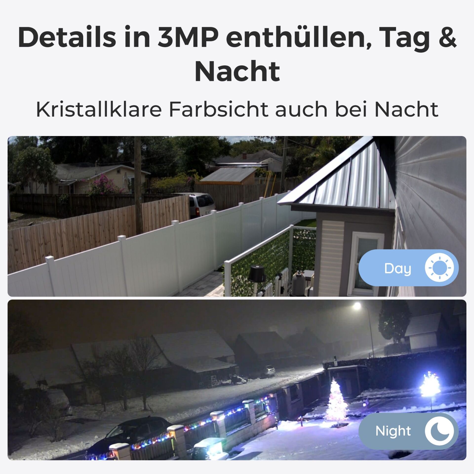Zaun, Haus, Nacht, Schnee, Lichterkette