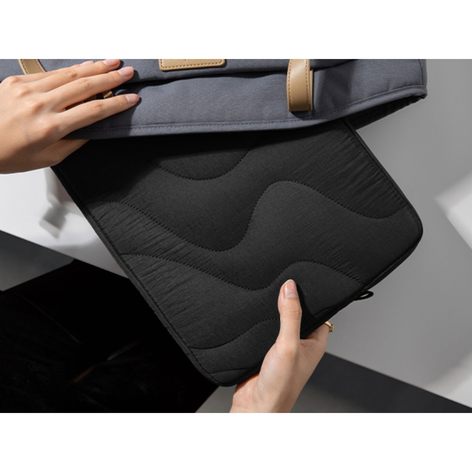 handbag, clutch, gequiltet, schwarz, gep olst