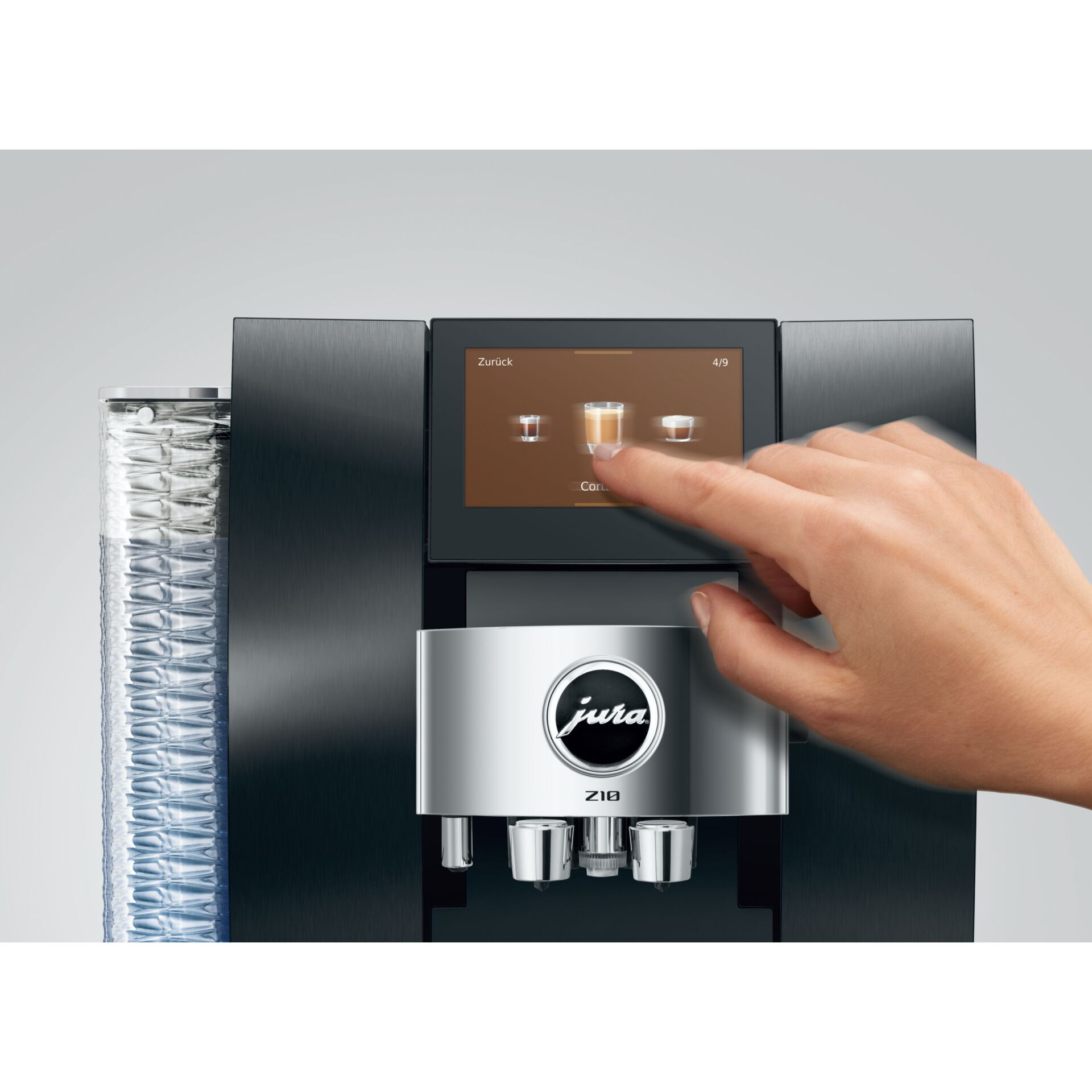 Espresso-Maschine, Kaffeeautomat, Touchscreen, Metallisch, Knopfbedienung