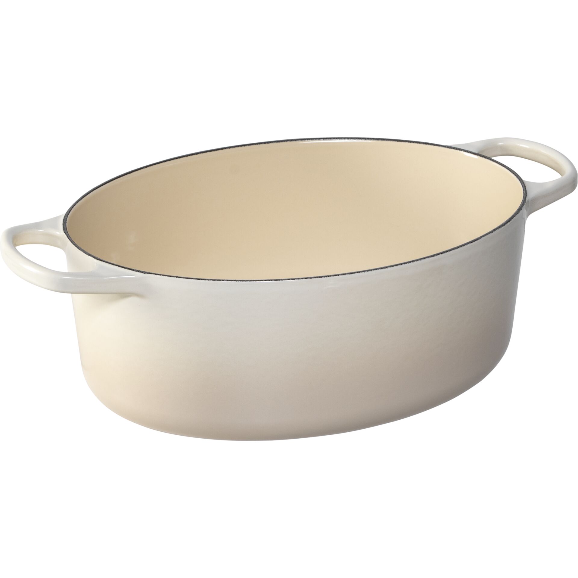 Kochtopf, Gusseisen, creme, Offen, rund