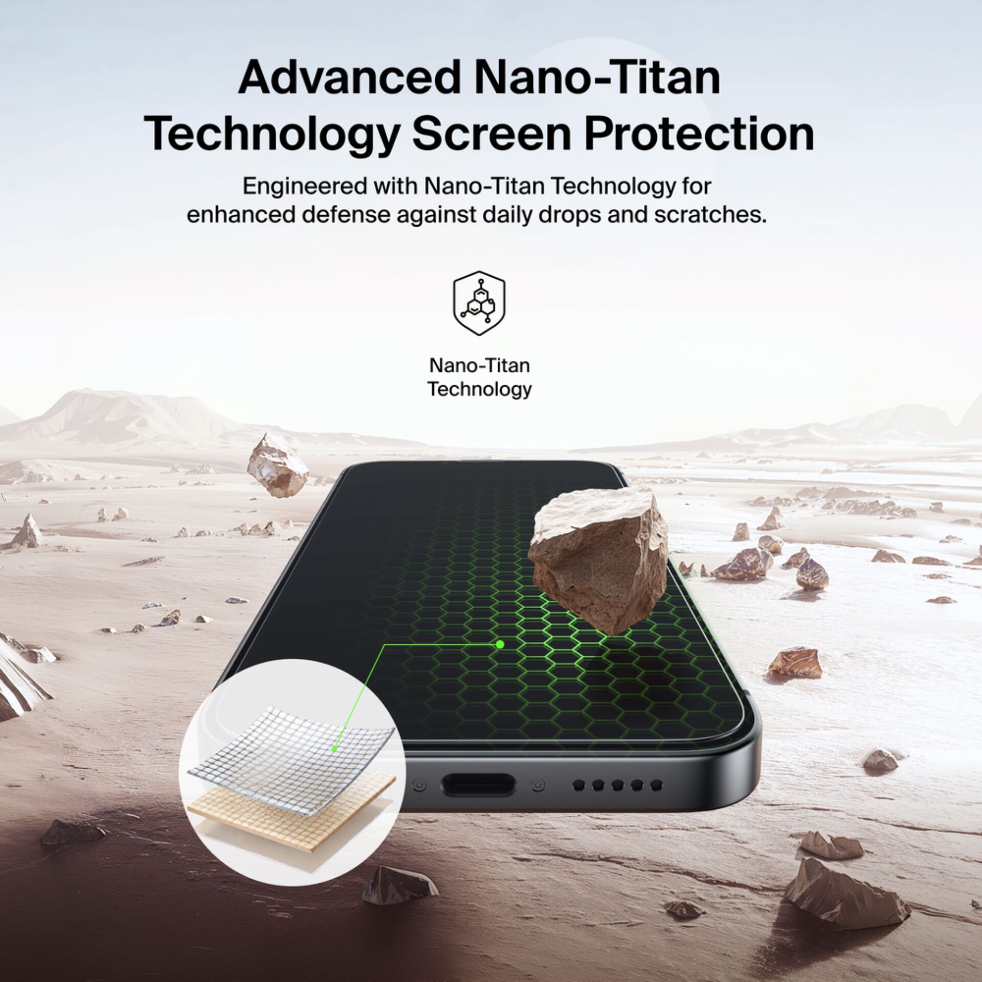 screen protector, Nano-Titan, Glas, Telefonzubehör, Gittermuster