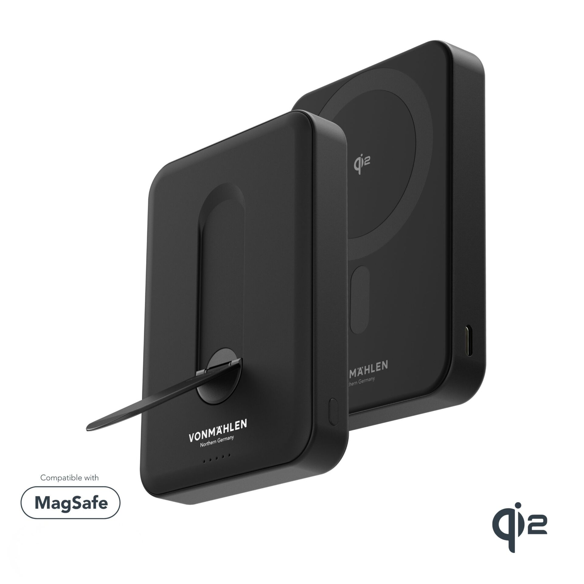 Qi2 wireless charger, MagSafe kompatibel, 5.000 mAh, kabelloses Pad, MagSafe Ständer,  Qi2 Ladegerät, MagSafe, kabelloses Laden, Ständer, schwarz