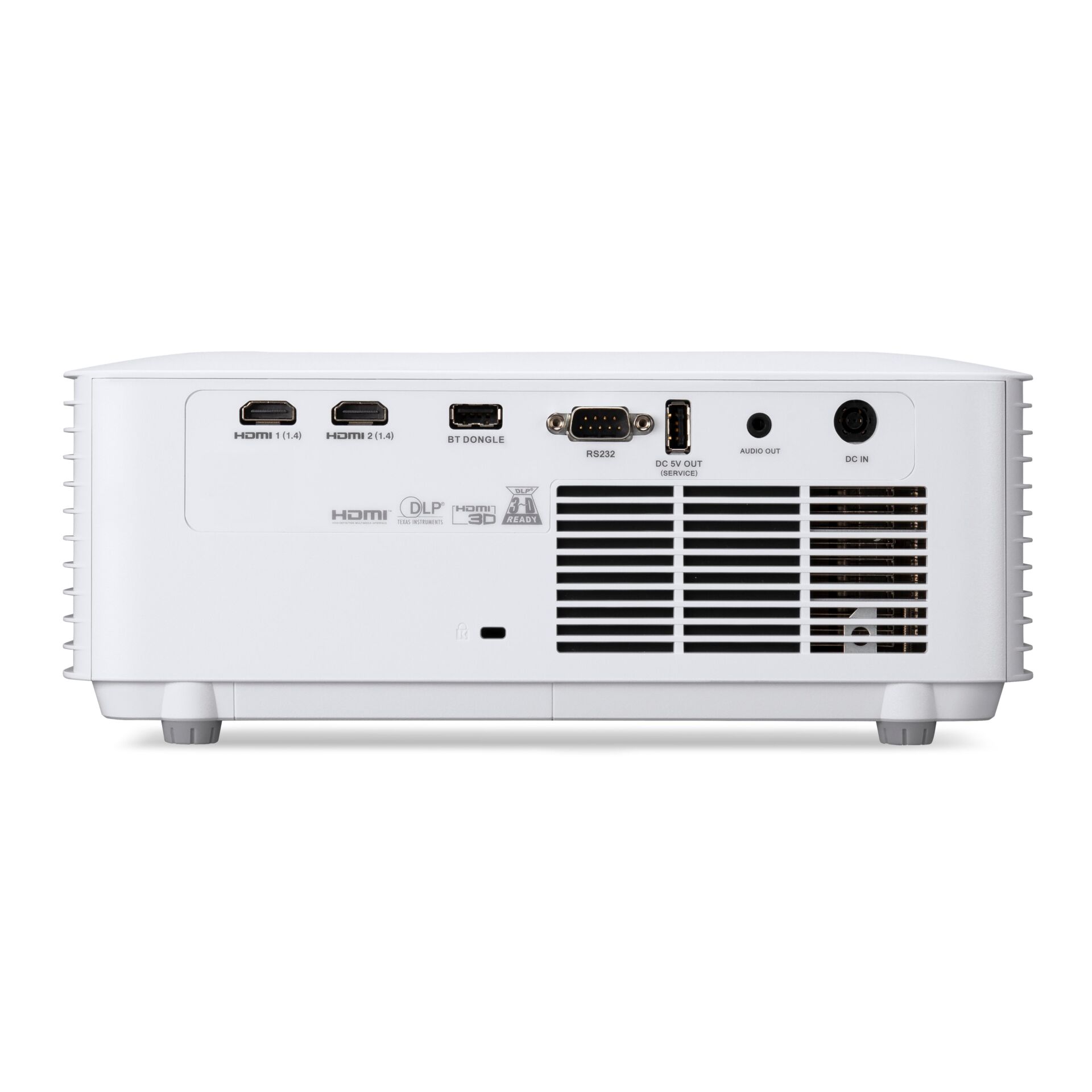 Projektor, HDMI, RS232, DC IN, Belüftungsgitter