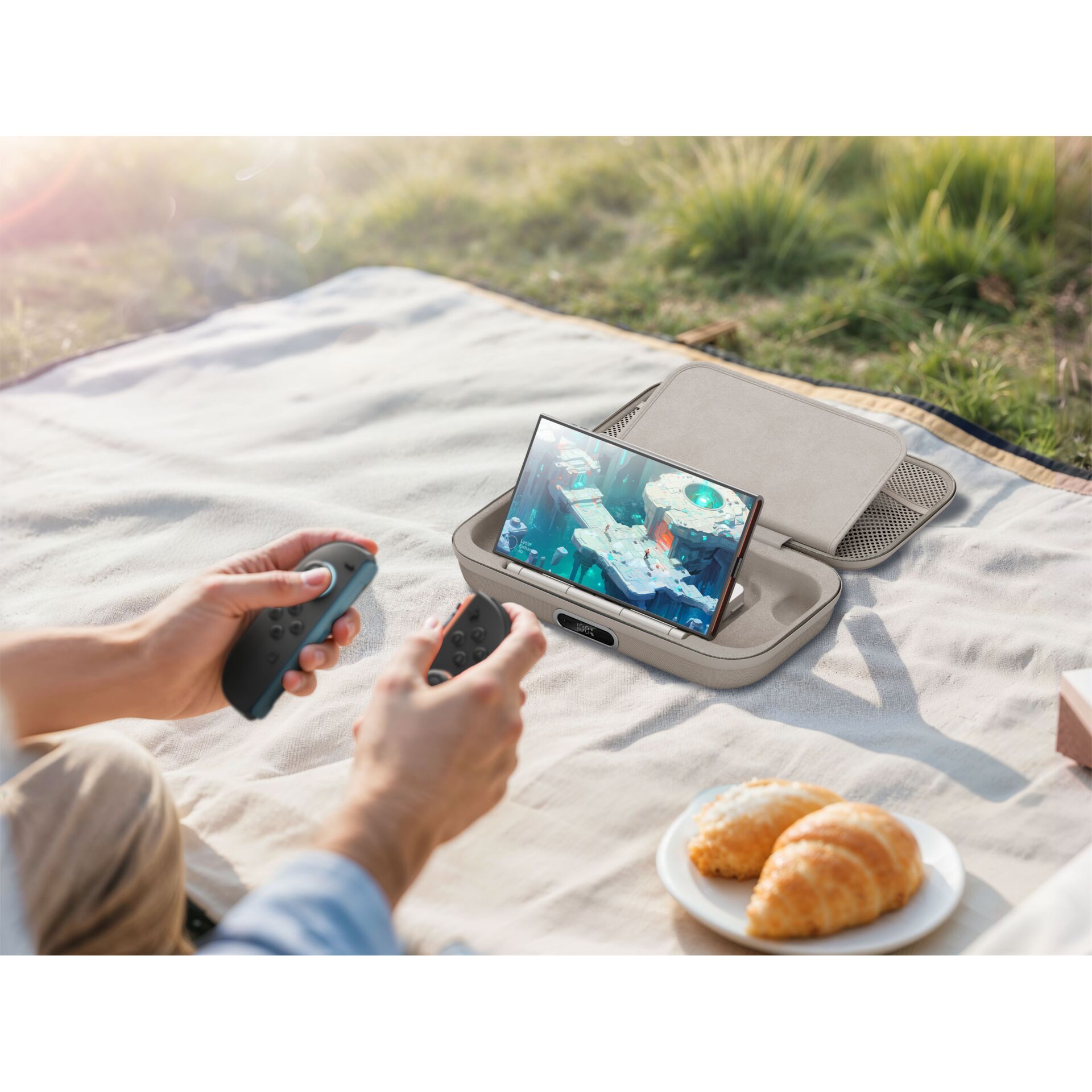 Handheld-Controller, Gaming-Konsole, tragbarer Monitor, Ladehülle, Bildschirm unterwegs