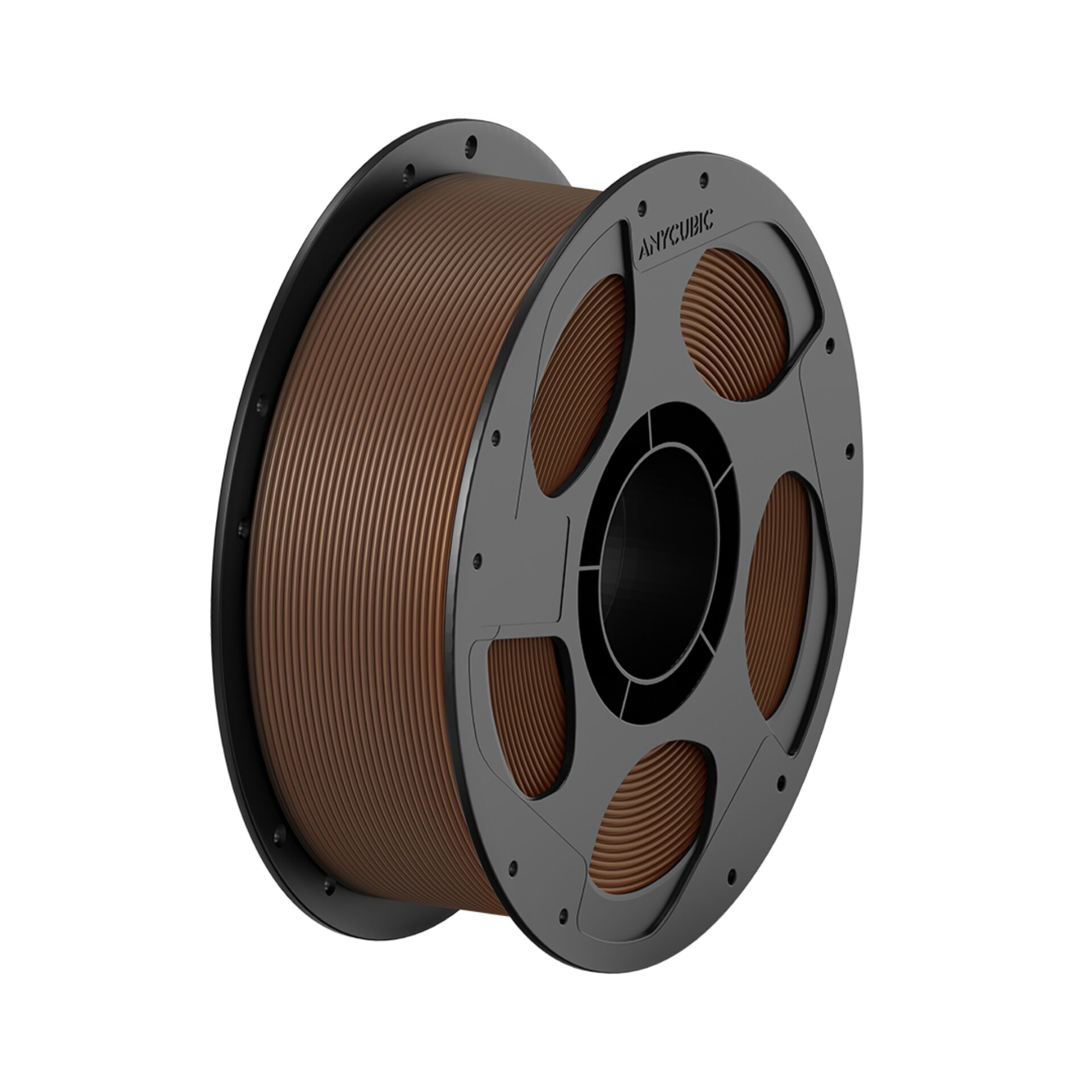 3D-Druck-Filament, PLA-Filament, braunes Filament, Spule, Rolle