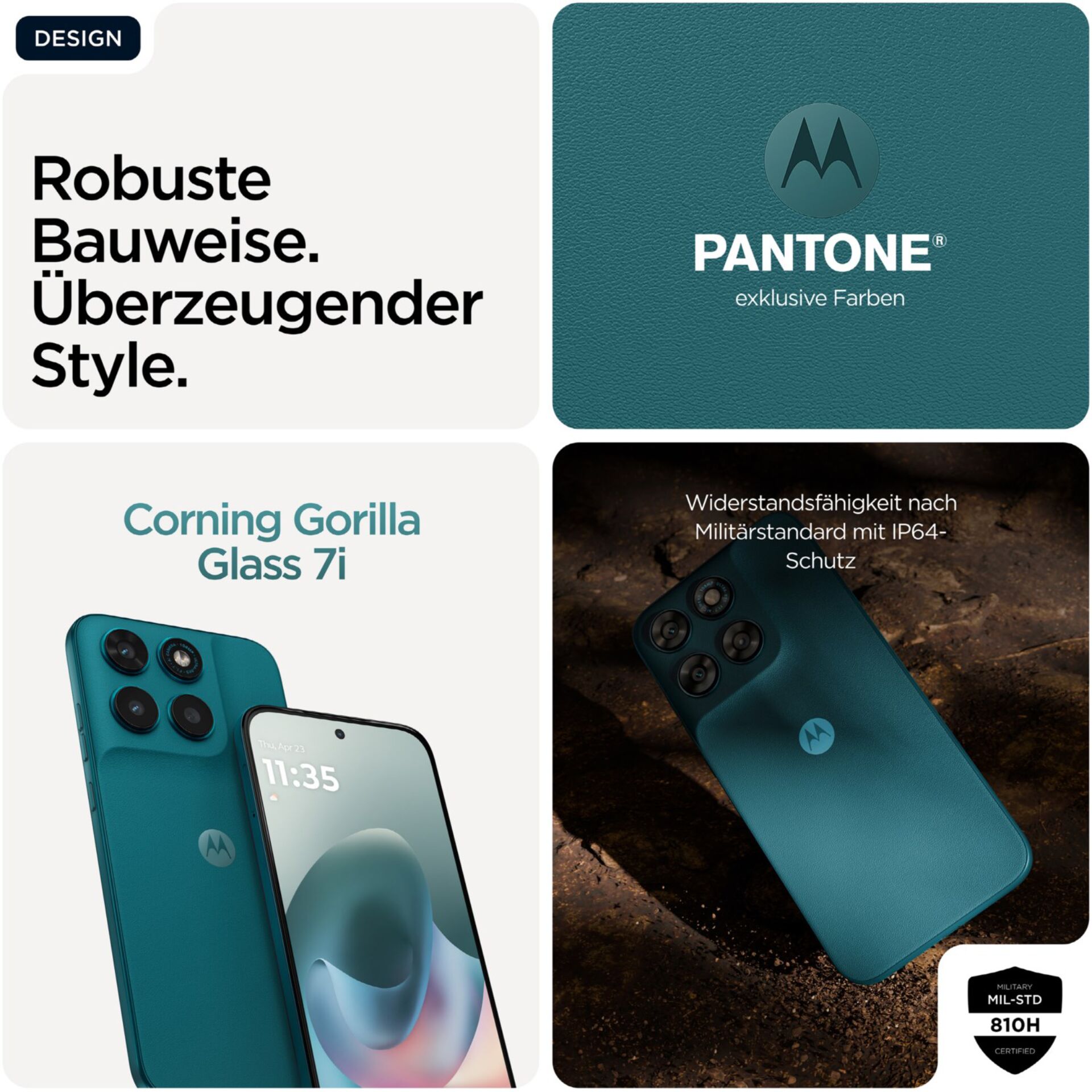 Smartphone, Teal, Quad-camera, Motorola, Mil-STD
